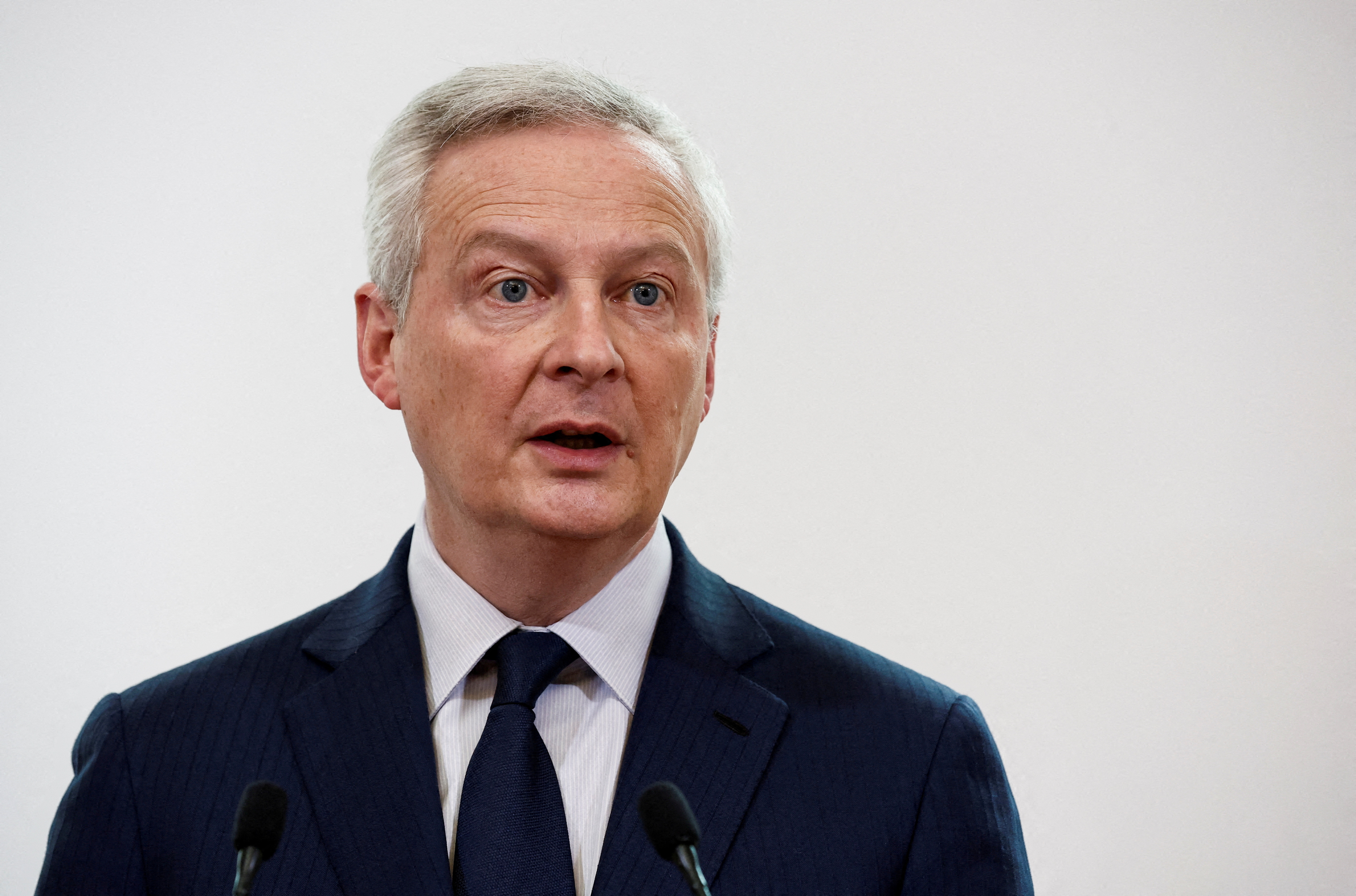 French Minister for Economy, Finance, Industry and Digital Security Le Maire attends a press conference, in Paris