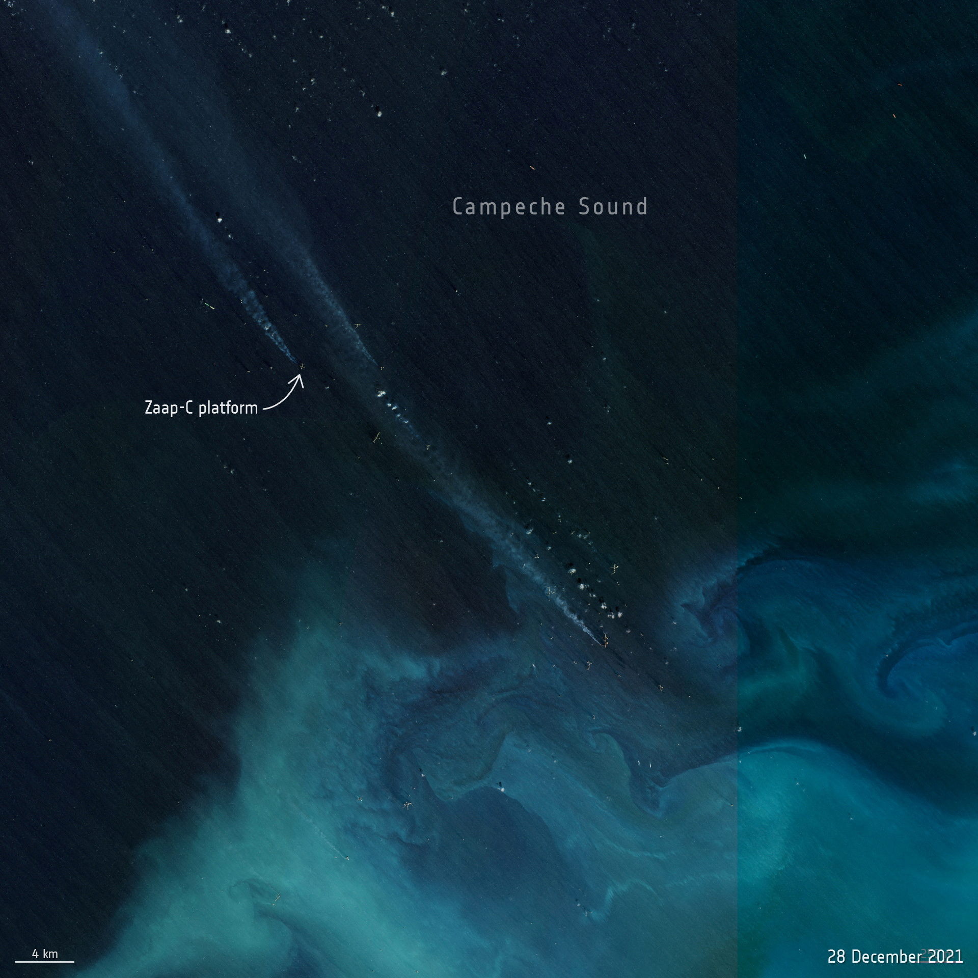 Satellite image of the Zaap-C offshore platform in the Gulf of Mexico