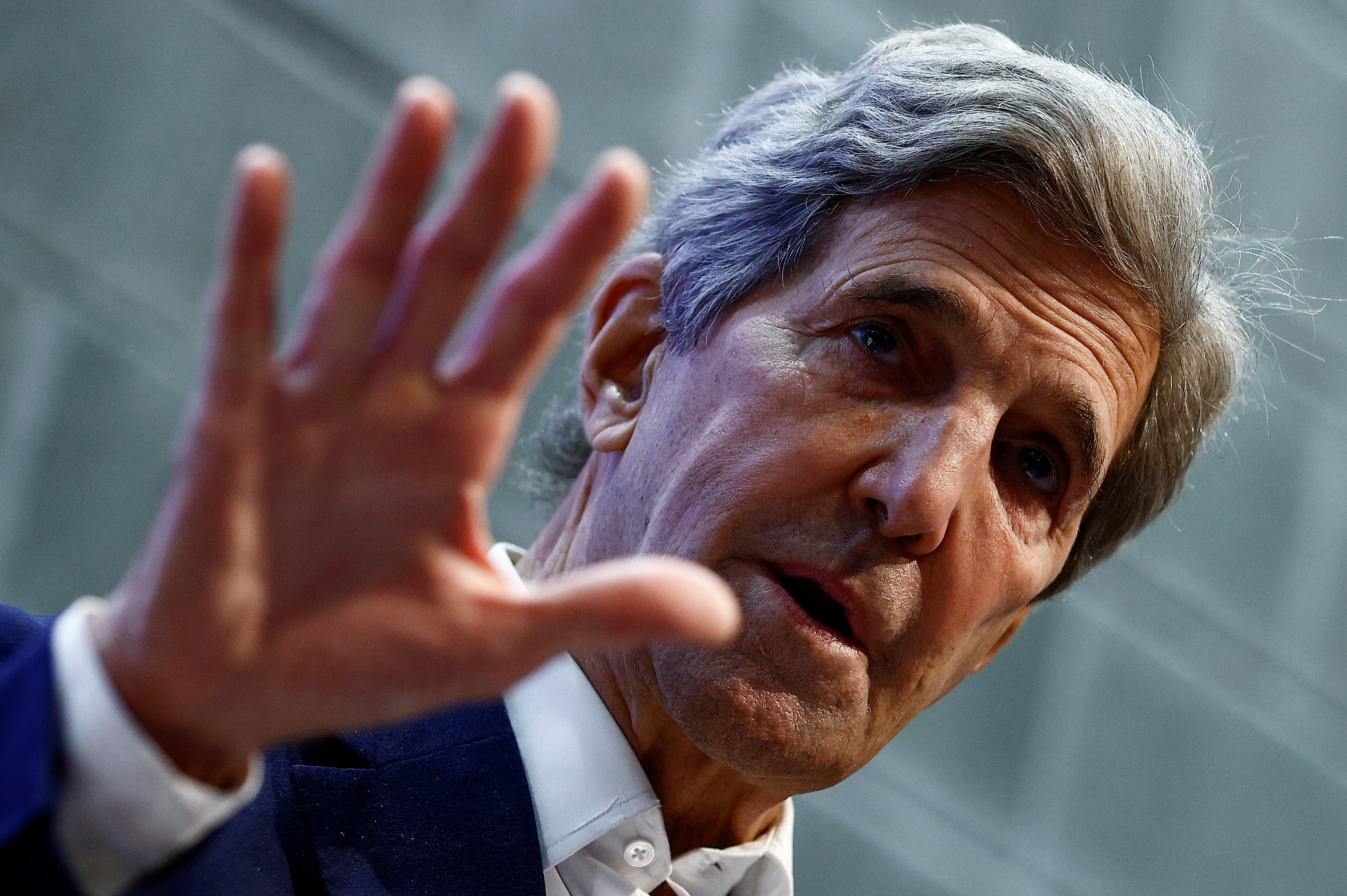 John Kerry, U.S. Special Presidential Envoy for Climate, holds a news conference during the pre-COP26 climate meeting in Milan, Italy, October 2, 2021. REUTERS/Guglielmo Mangiapane
