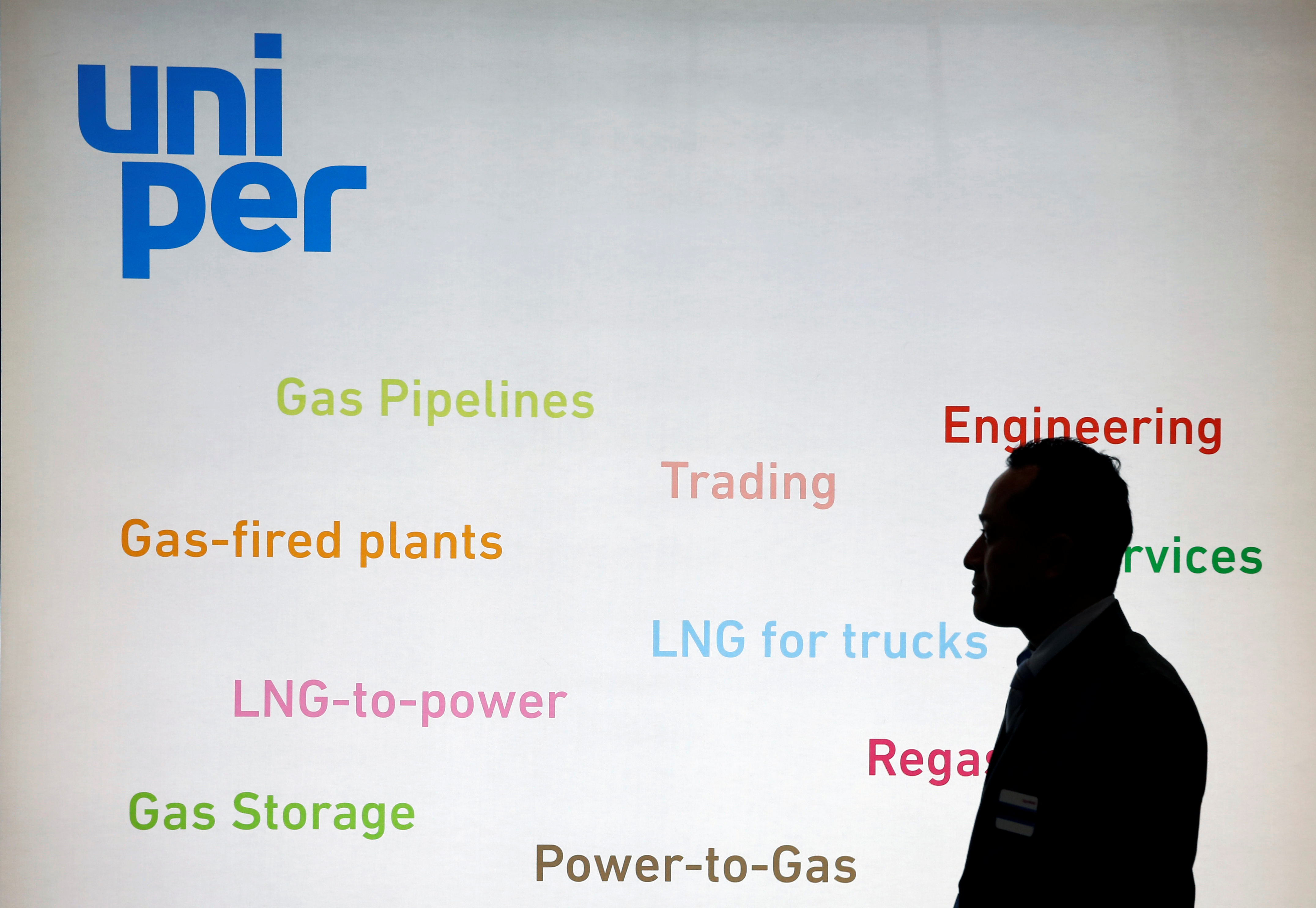 The logo of Uniper SE is seen in its booth at Gastech, the world's biggest expo for the gas industry, in Chiba