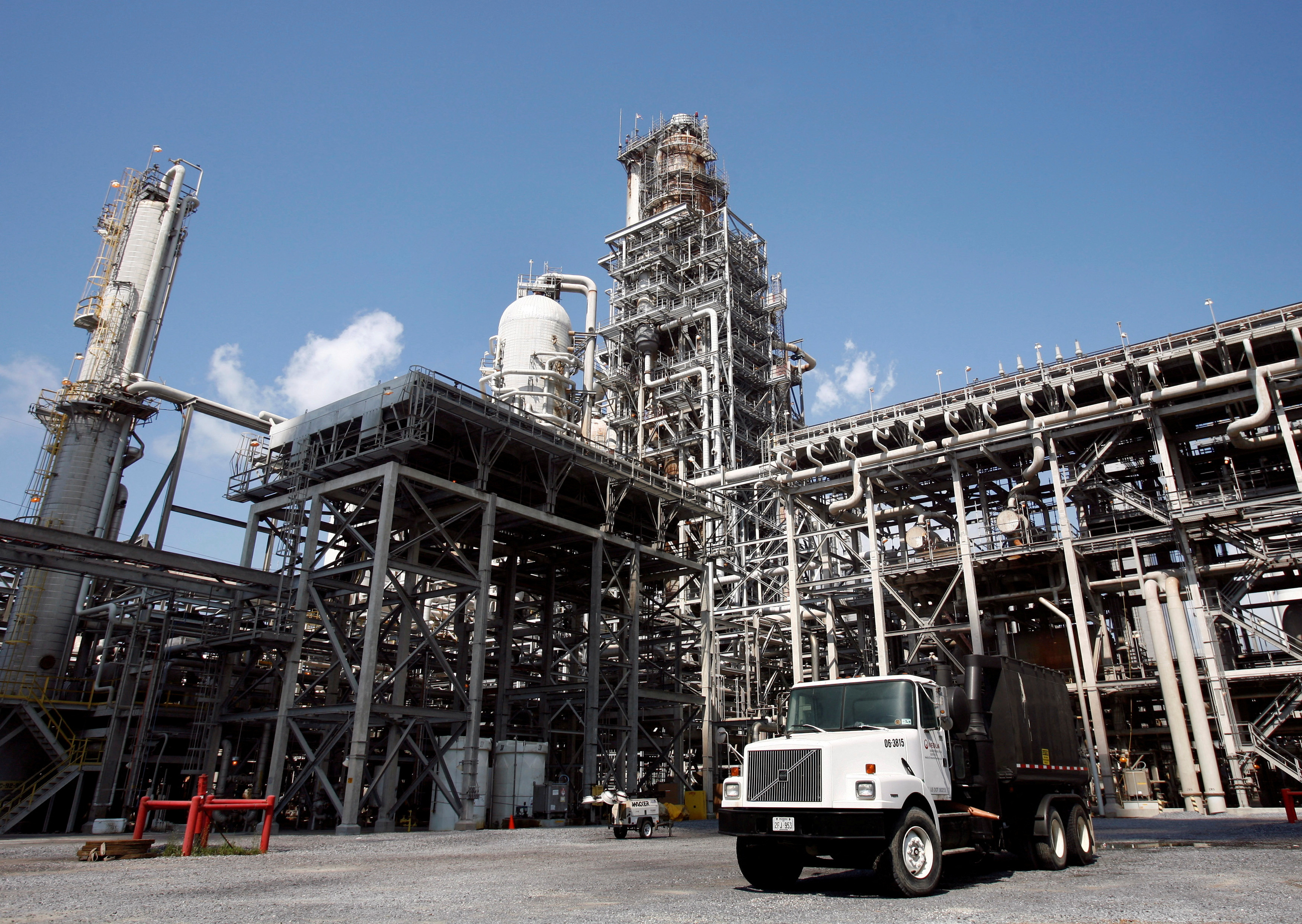 The Valero St. Charles oil refinery is seen during a tour of the refinery in Norco
