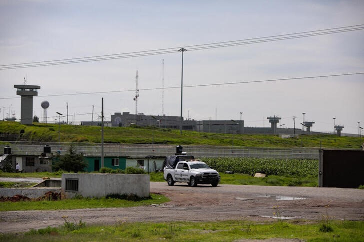 Members of the National Guard stand outside Altiplano Federal Penitentiary, where drug lord Rafael Caro Quintero is imprisoned in Almoloya de Juarez