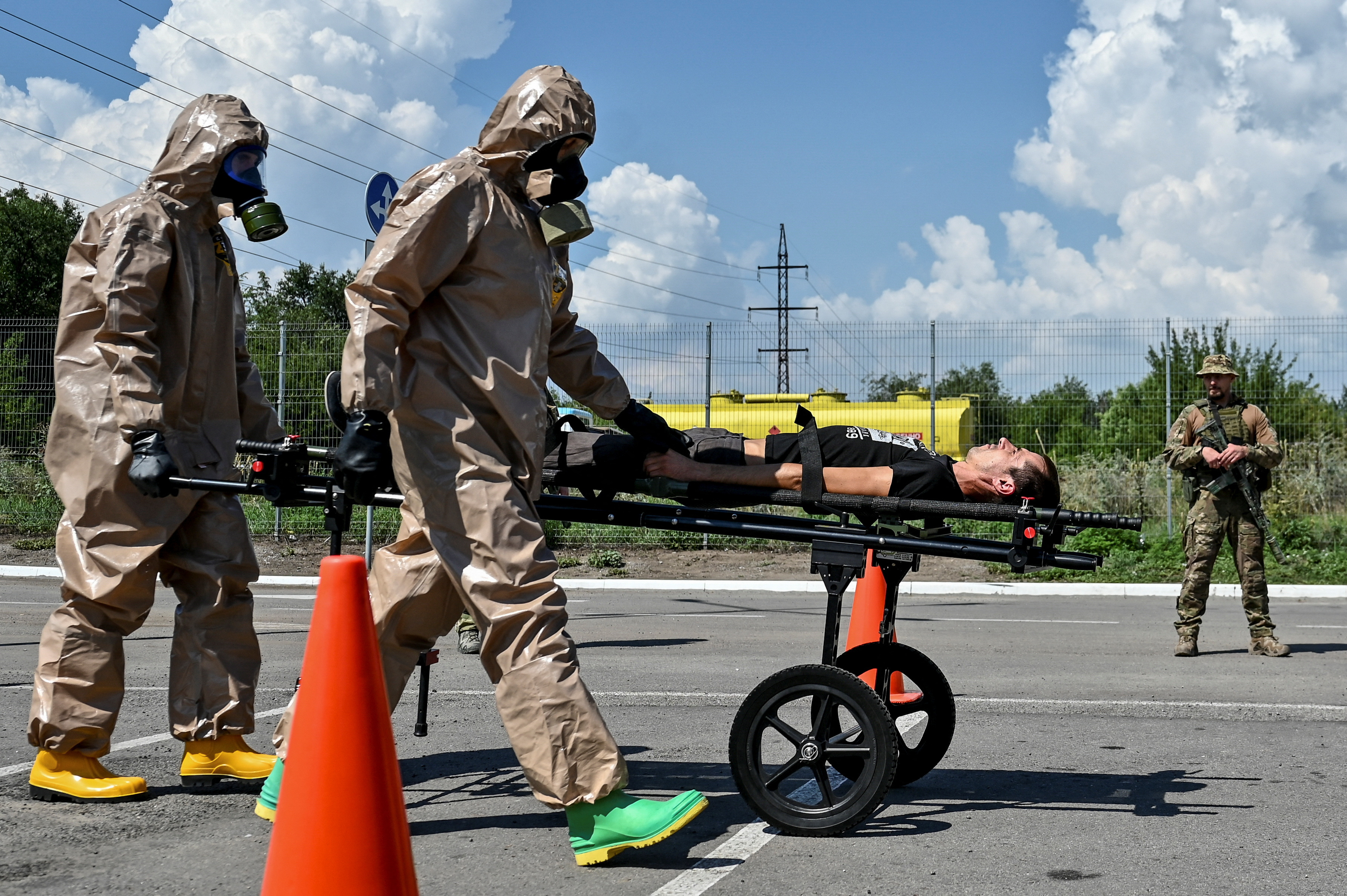 Emergency workers attend nuclear disaster response drills in Zaporizhzhia