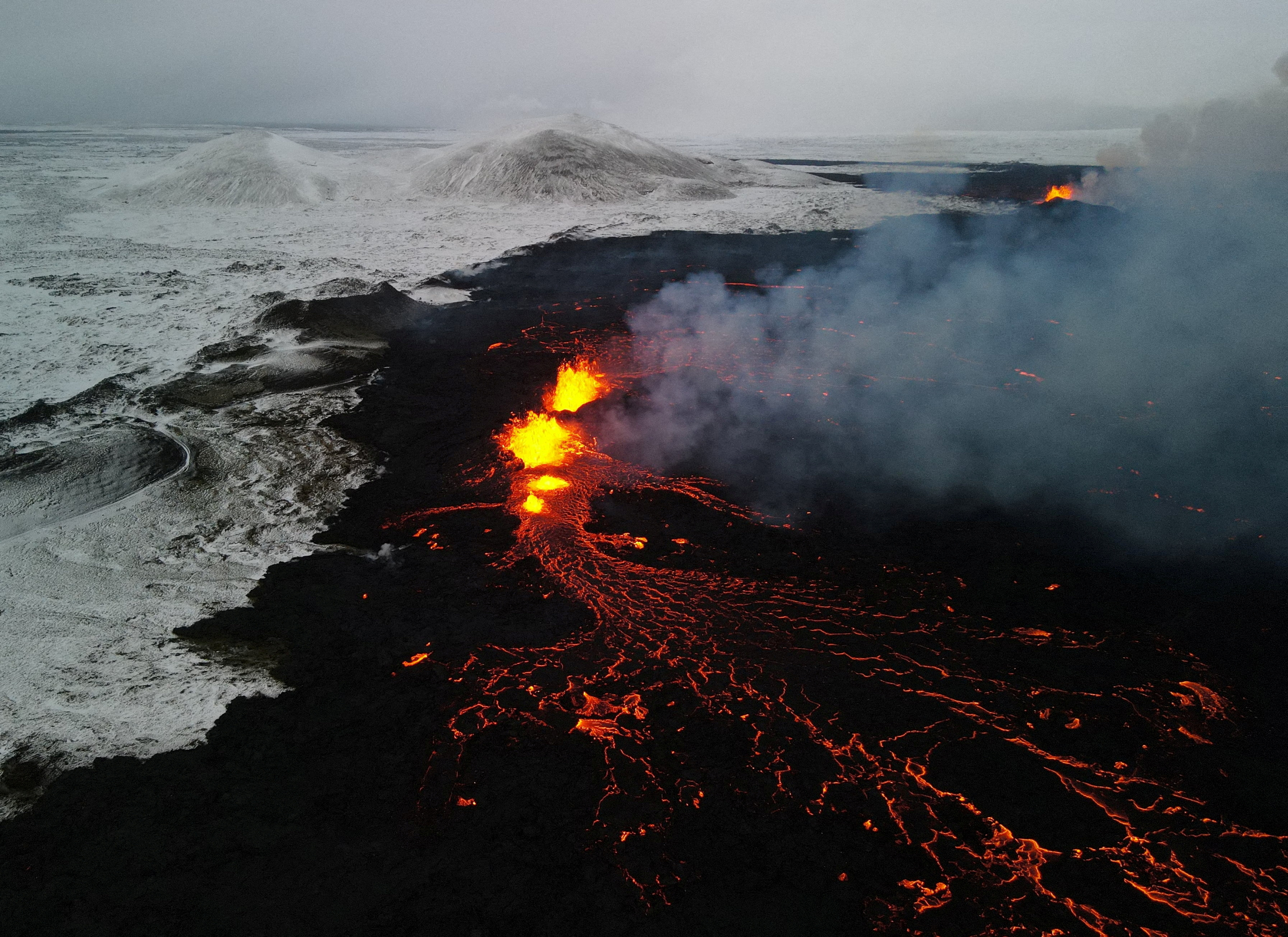 Iceland volcano unlikely to impact flights; lava flows away from