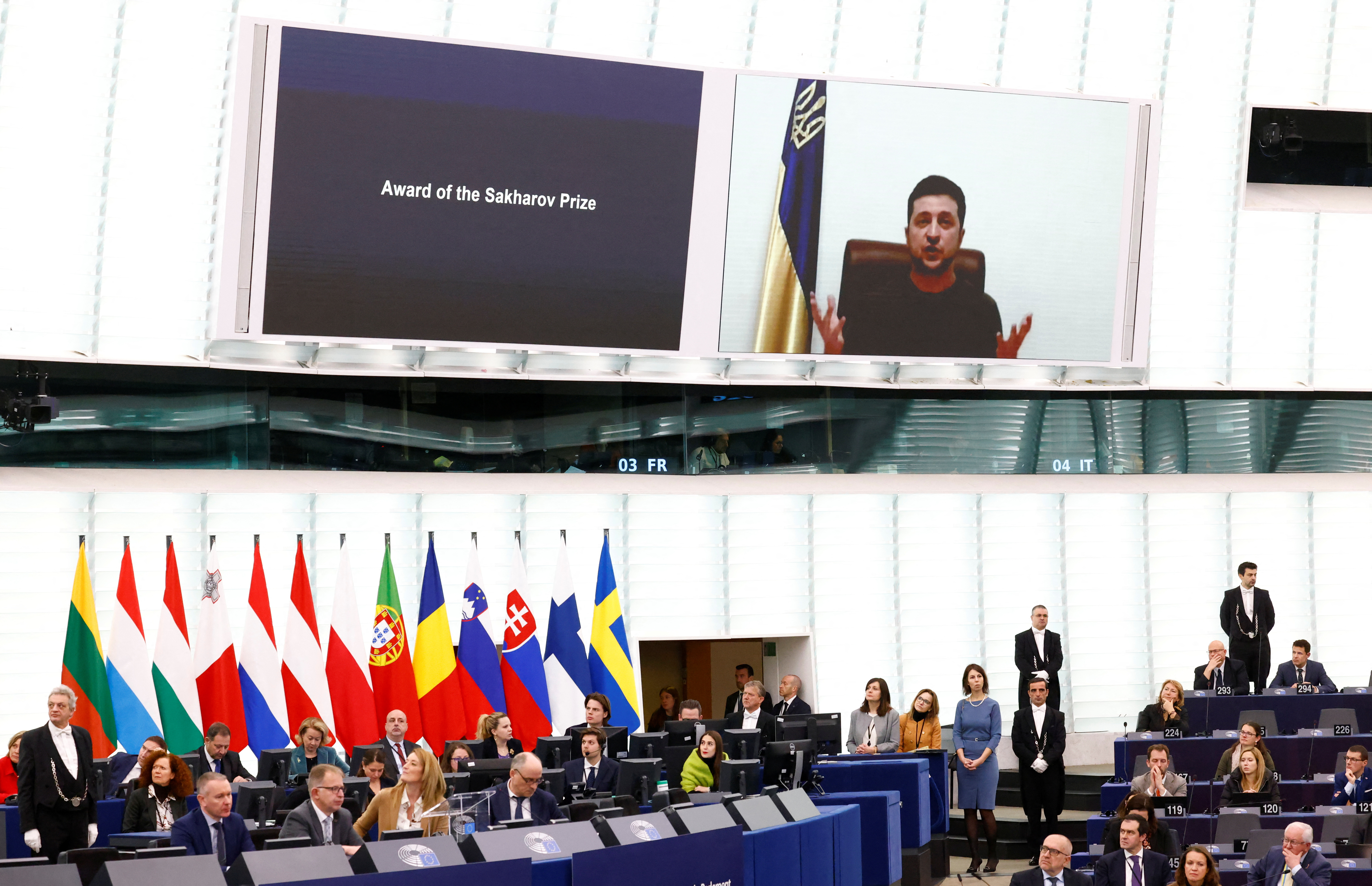 EU Parliament awards Sakharov prize to the Ukrainian people, in Strasbourg