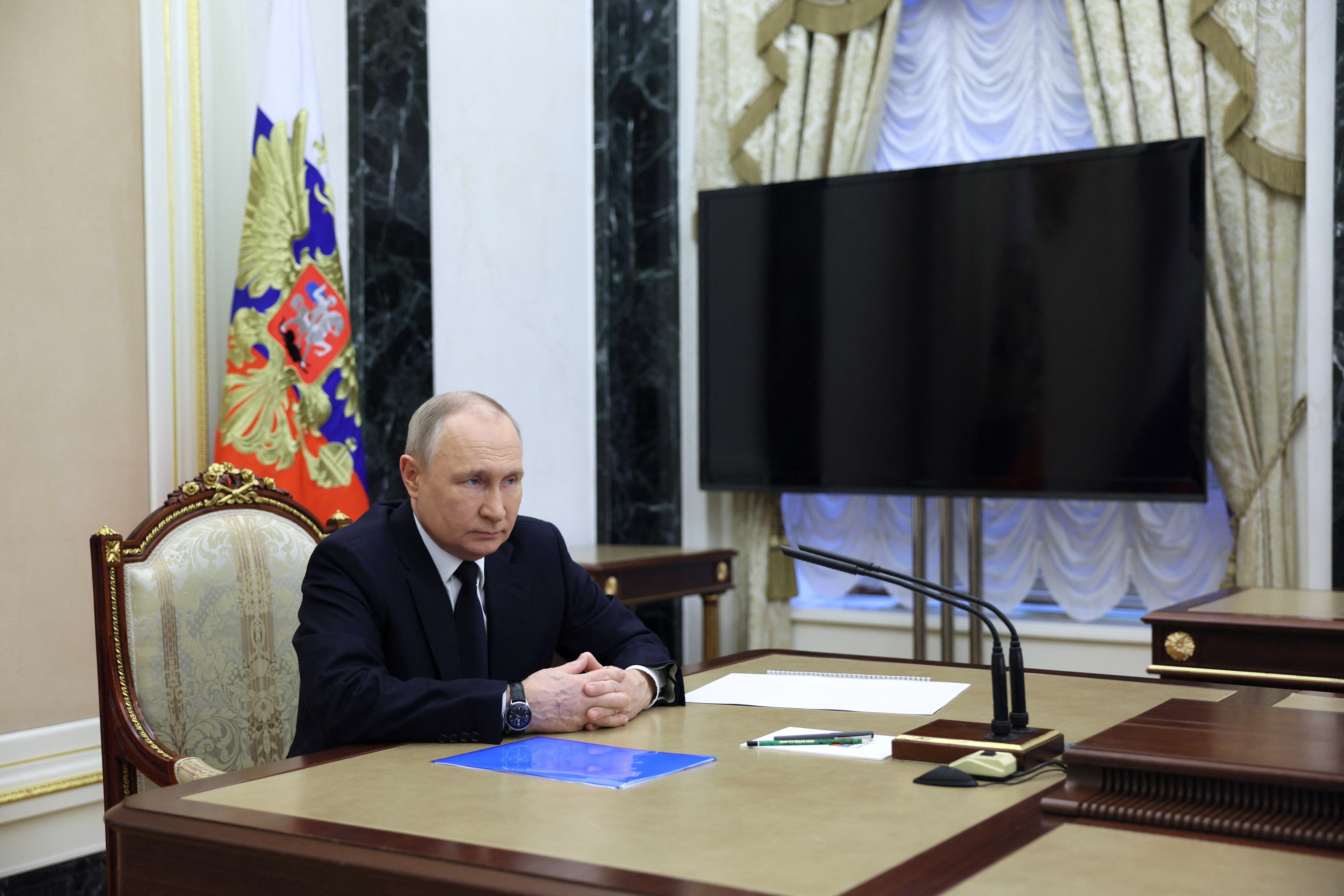 Russian President Vladimir Putin meets with Minister of Transport Vitaly Saveliev in Moscow
