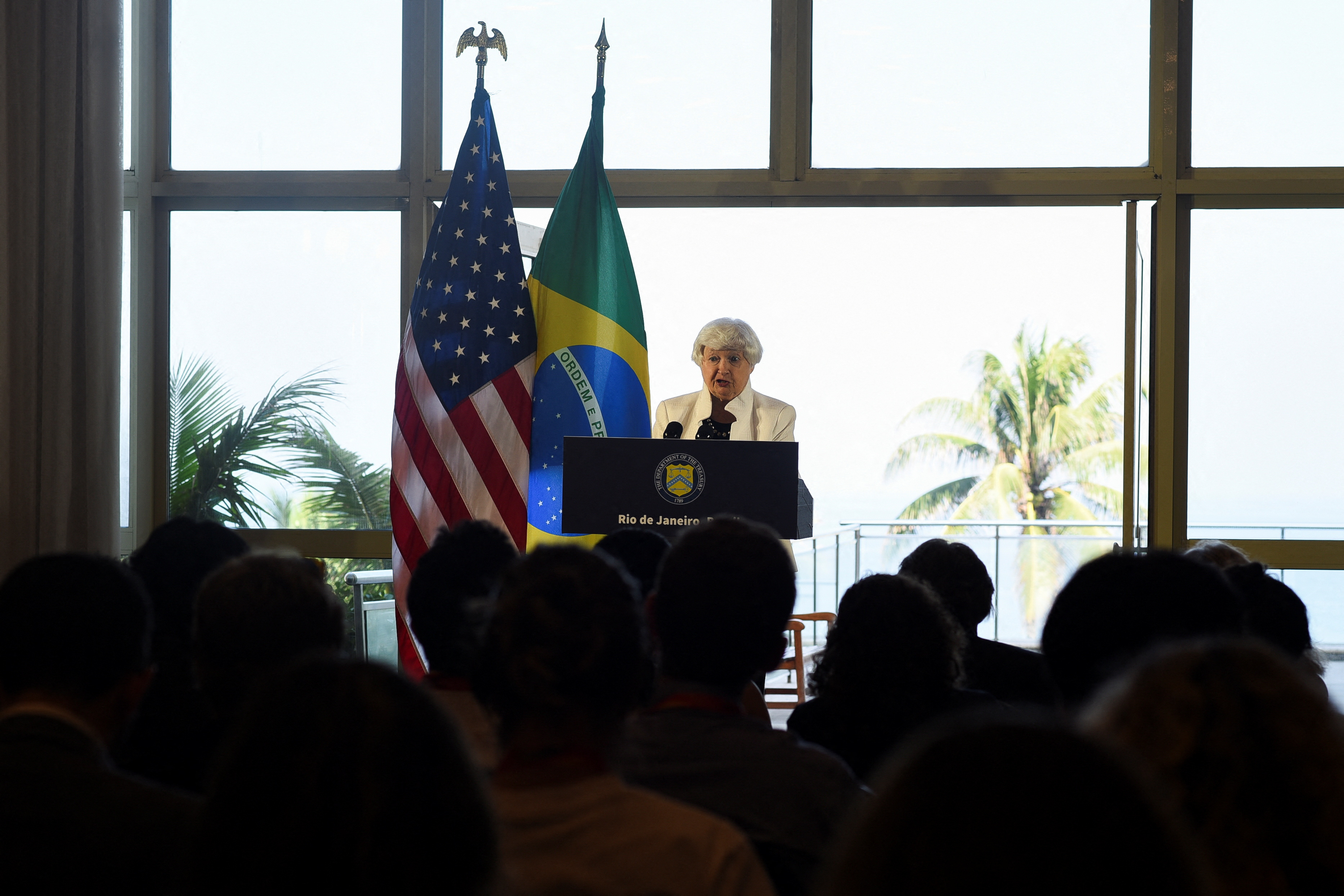 U.S. Treasury Secretary Janet Yellen attends a G20 event in Barra da Tijuca, Rio de Janeiro
