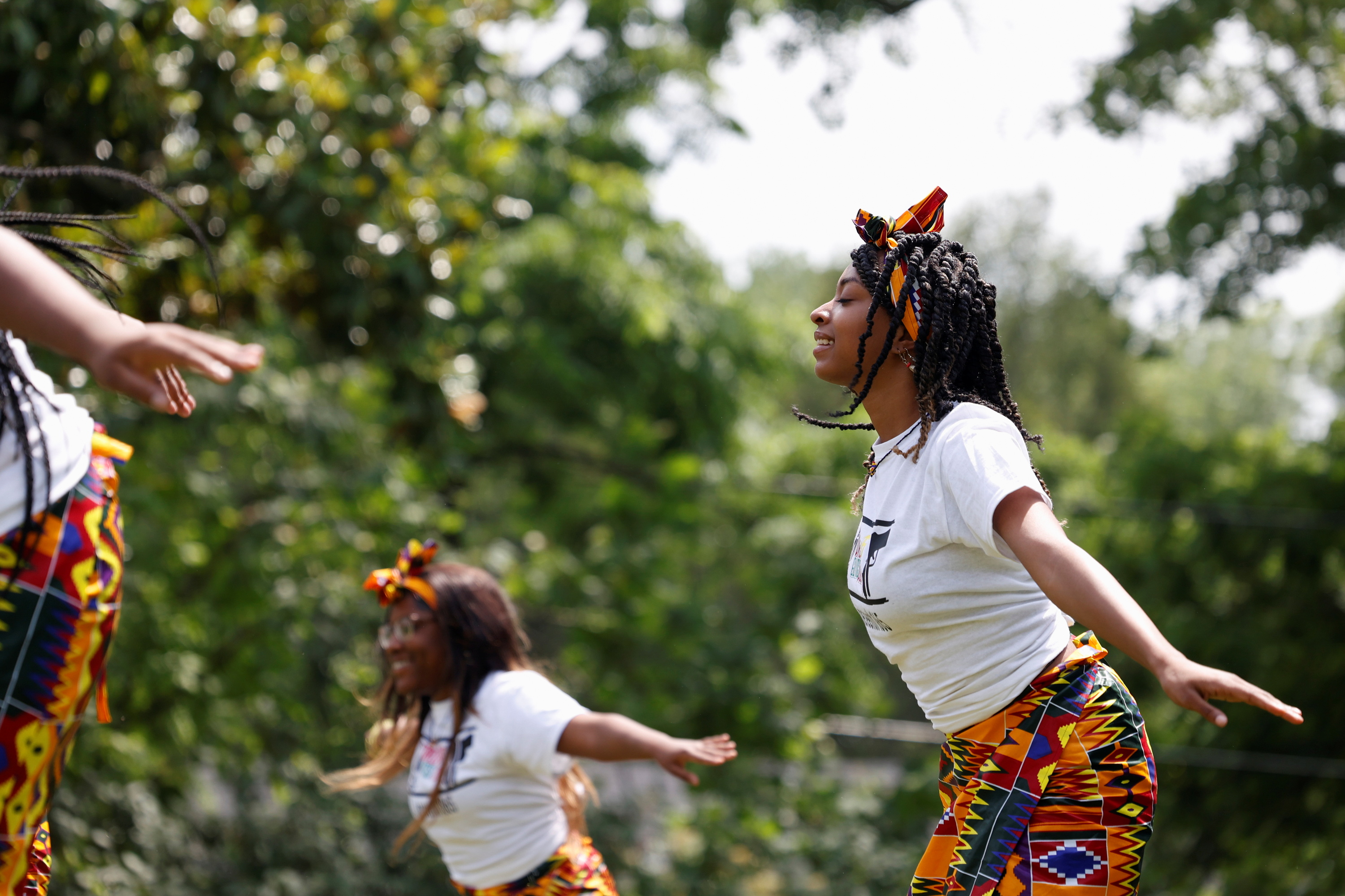 Jamya Jamison, 17, performs traditional West African dance at the Juneteenth celebration at Memorial Park in Kingsport