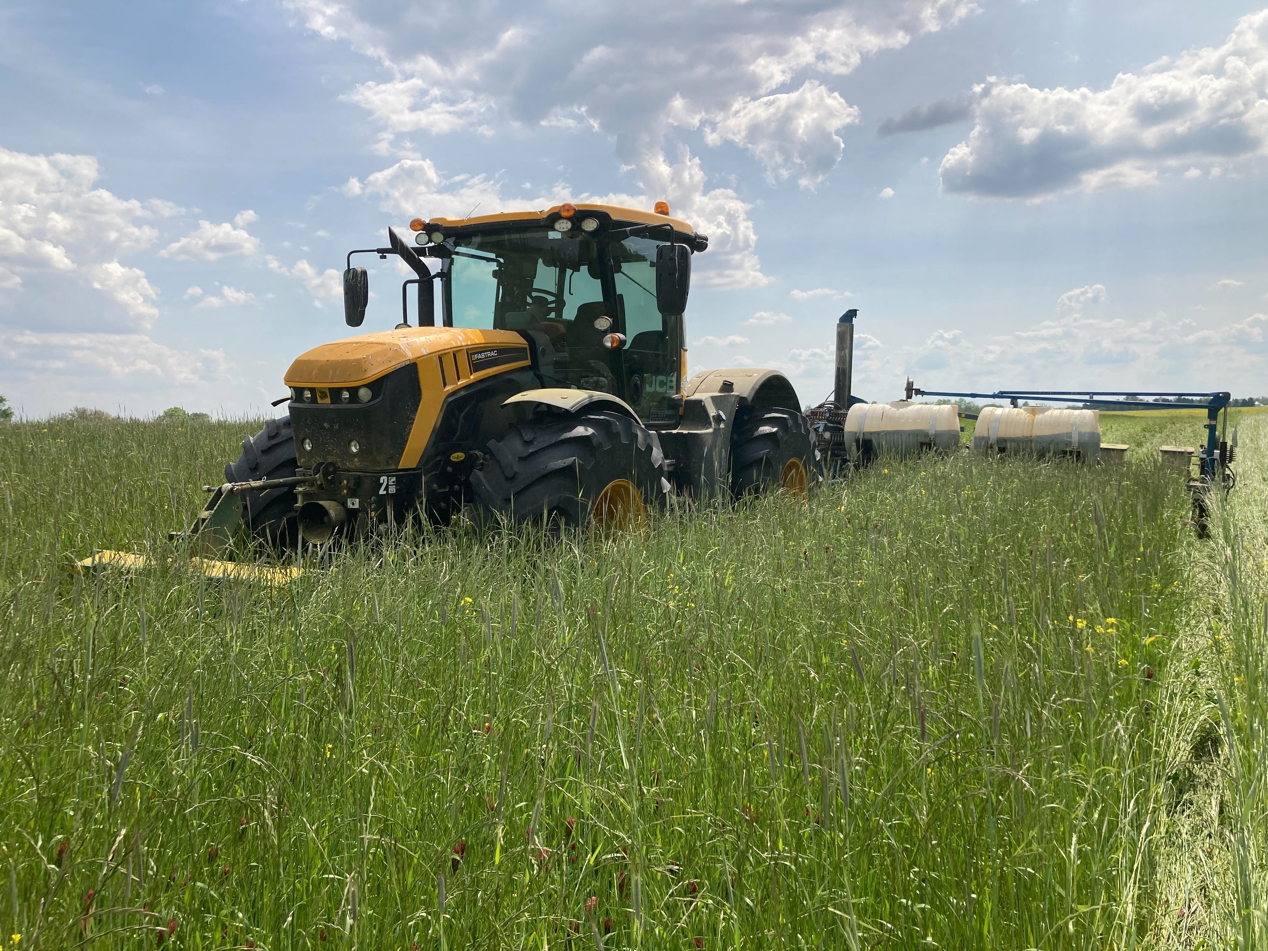 Farmer Dave Gruenbaum plants corn as he terminates off-season cover crops with a roller near Plain City, Ohio, U.S., May 2021. Dave Gruenbaum/Handout via REUTERS