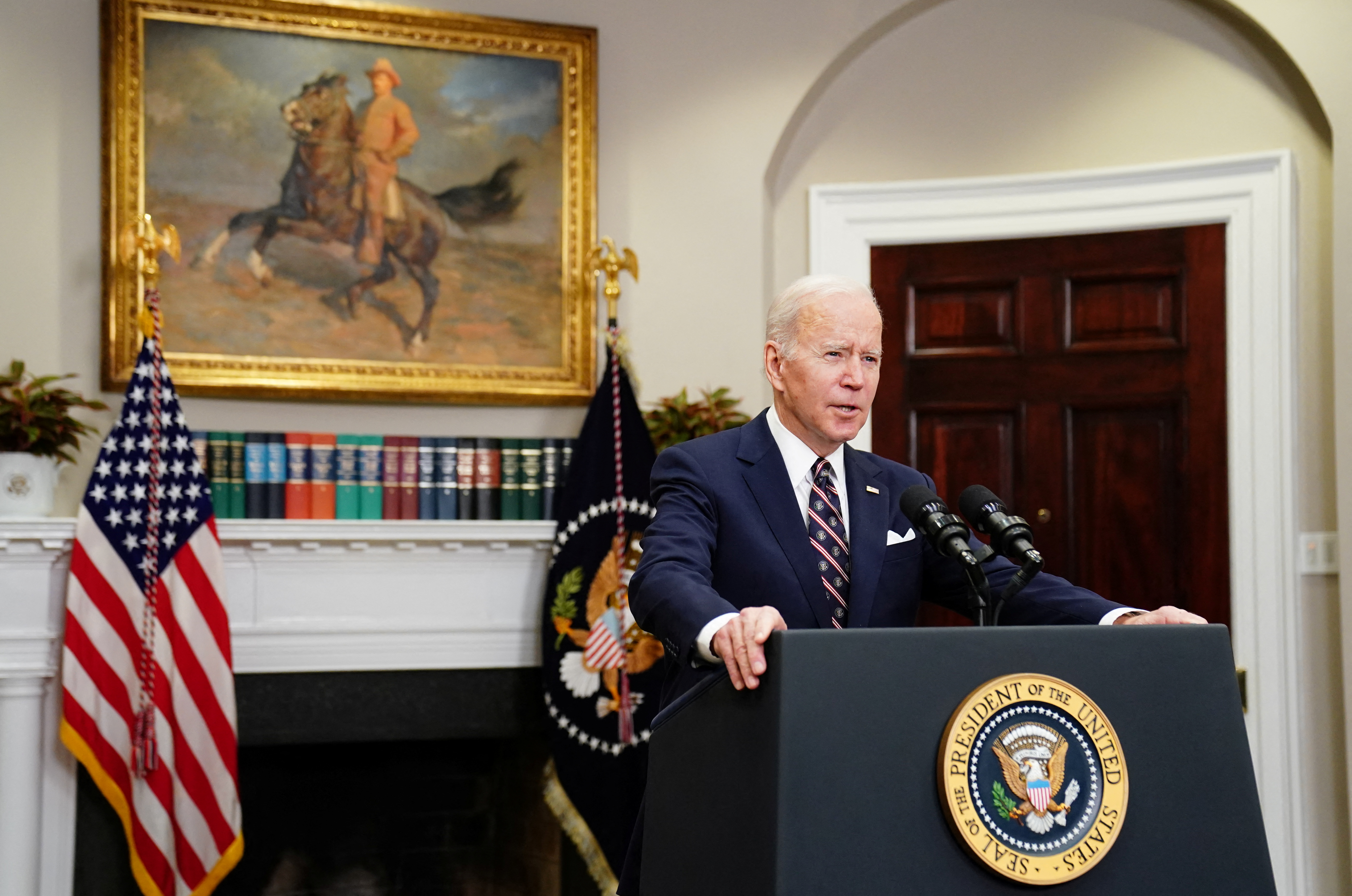 U.S. President Joe Biden speaks about U.S. Special Forces operation in Northern Syria at the White House in Washington