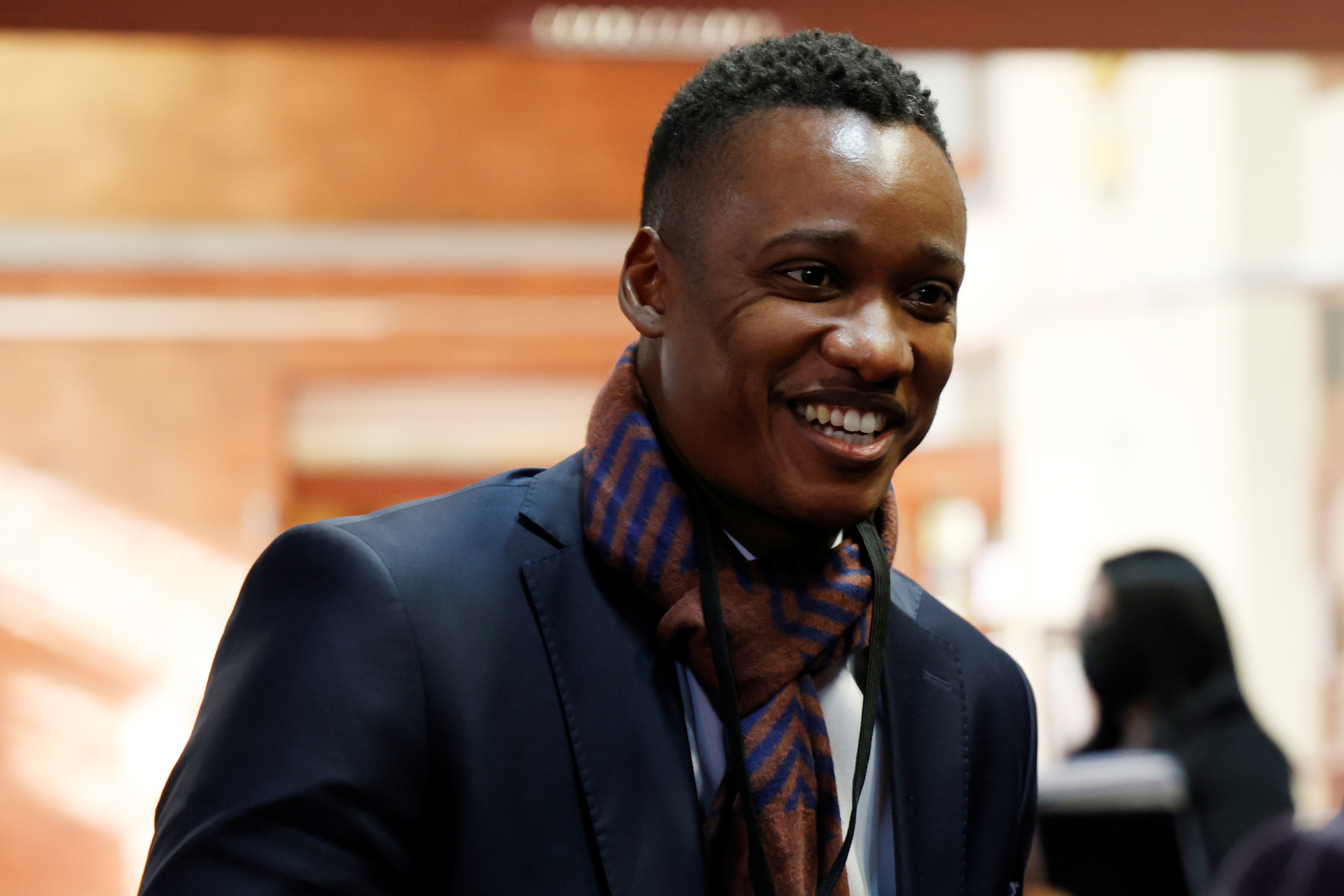 Duduzane Zuma, son of former South African President Jacob Zuma arrives at court at his father's corruption trial in Pietermaritzburg