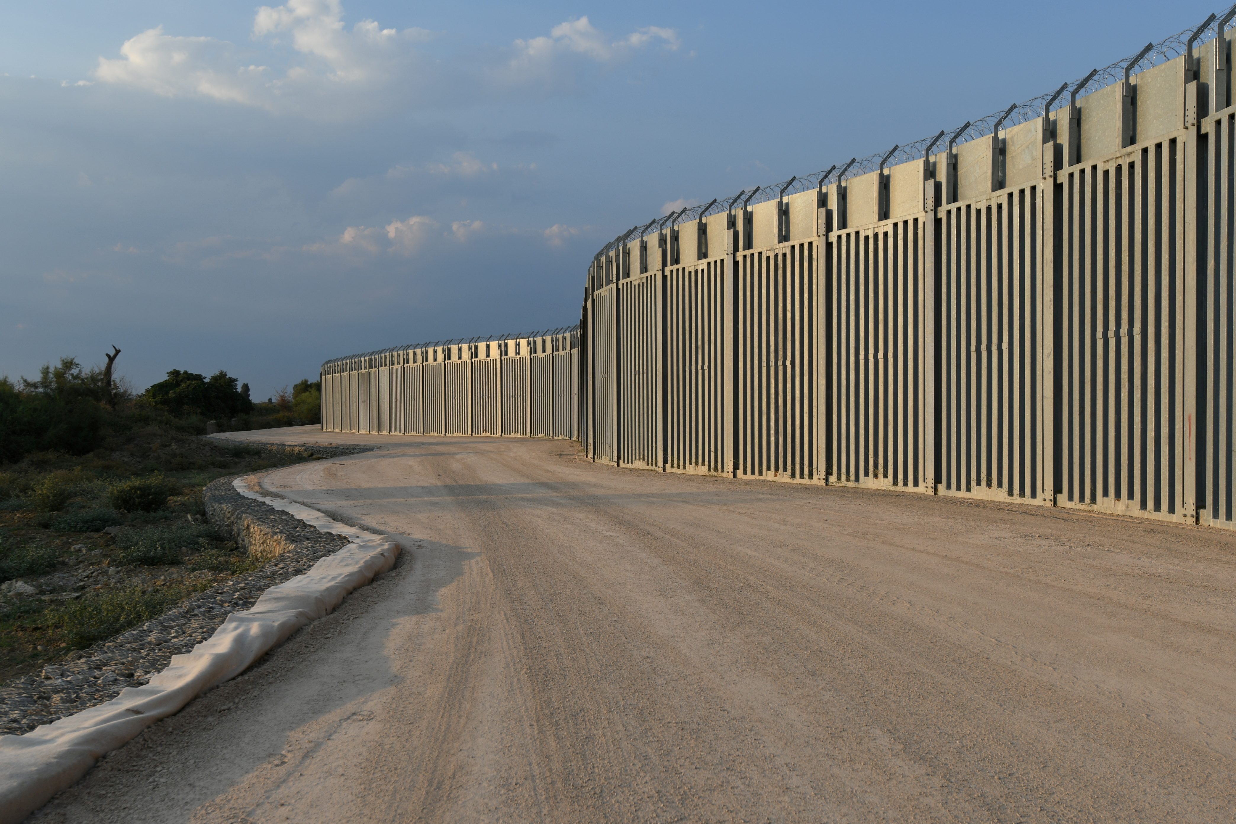 View of a border fence between Greece and Turkey, in Alexandroupolis