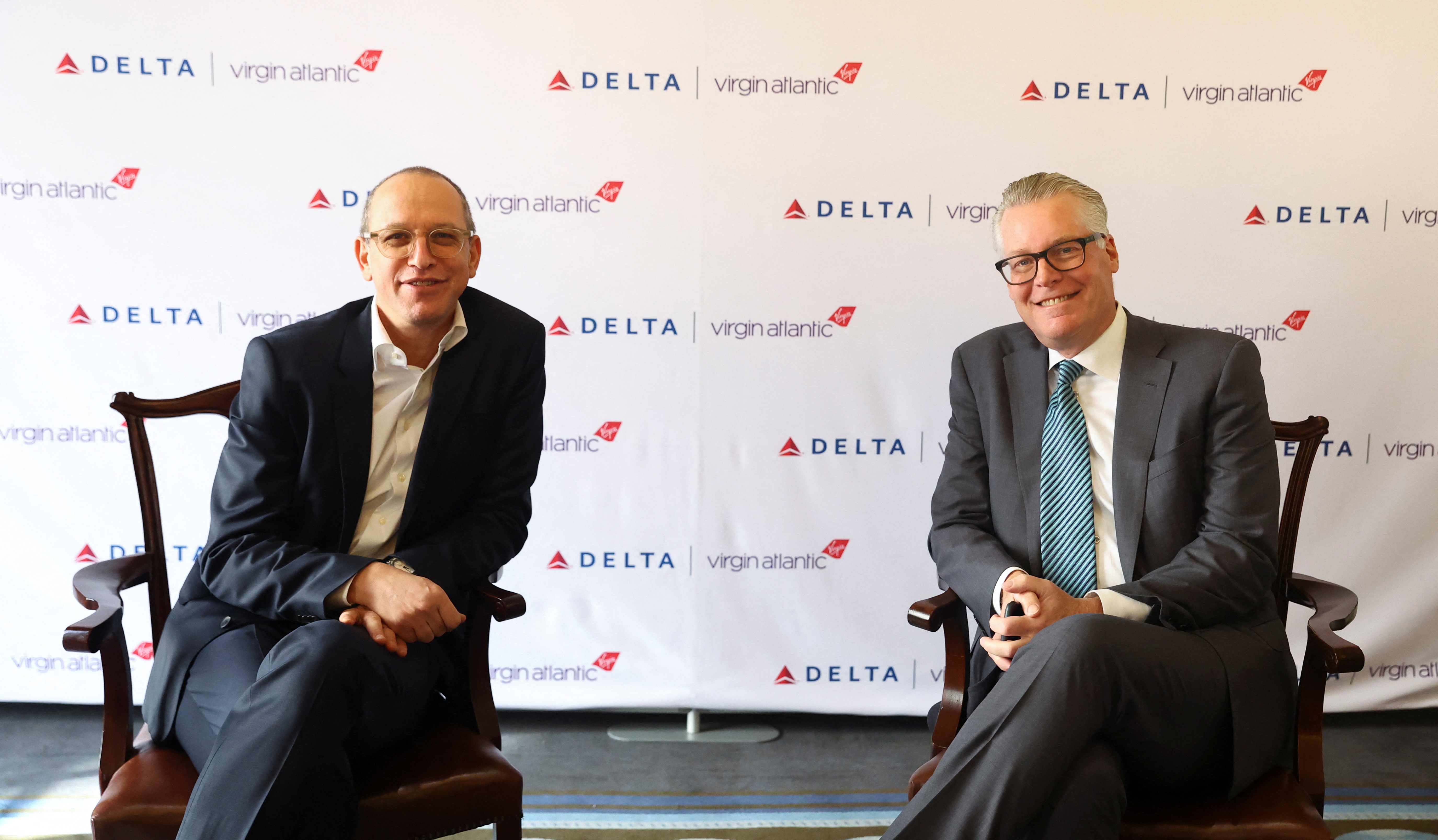 Delta Air Lines and Virgin Atlantic CEOs meet to discuss international travel, in London