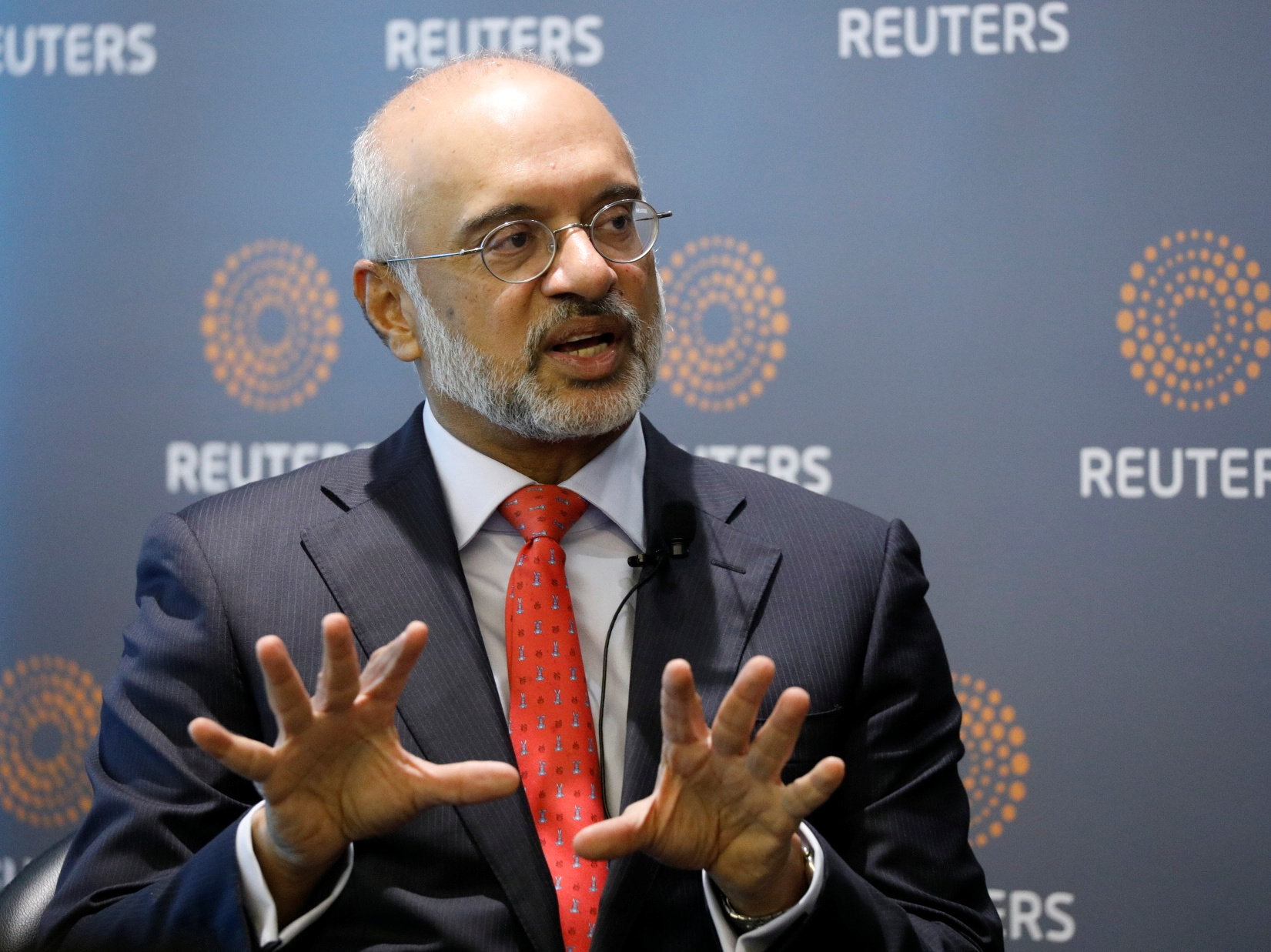 DBS CEO Piyush Gupta speaks during a Reuters Newsmaker event in Singapore
