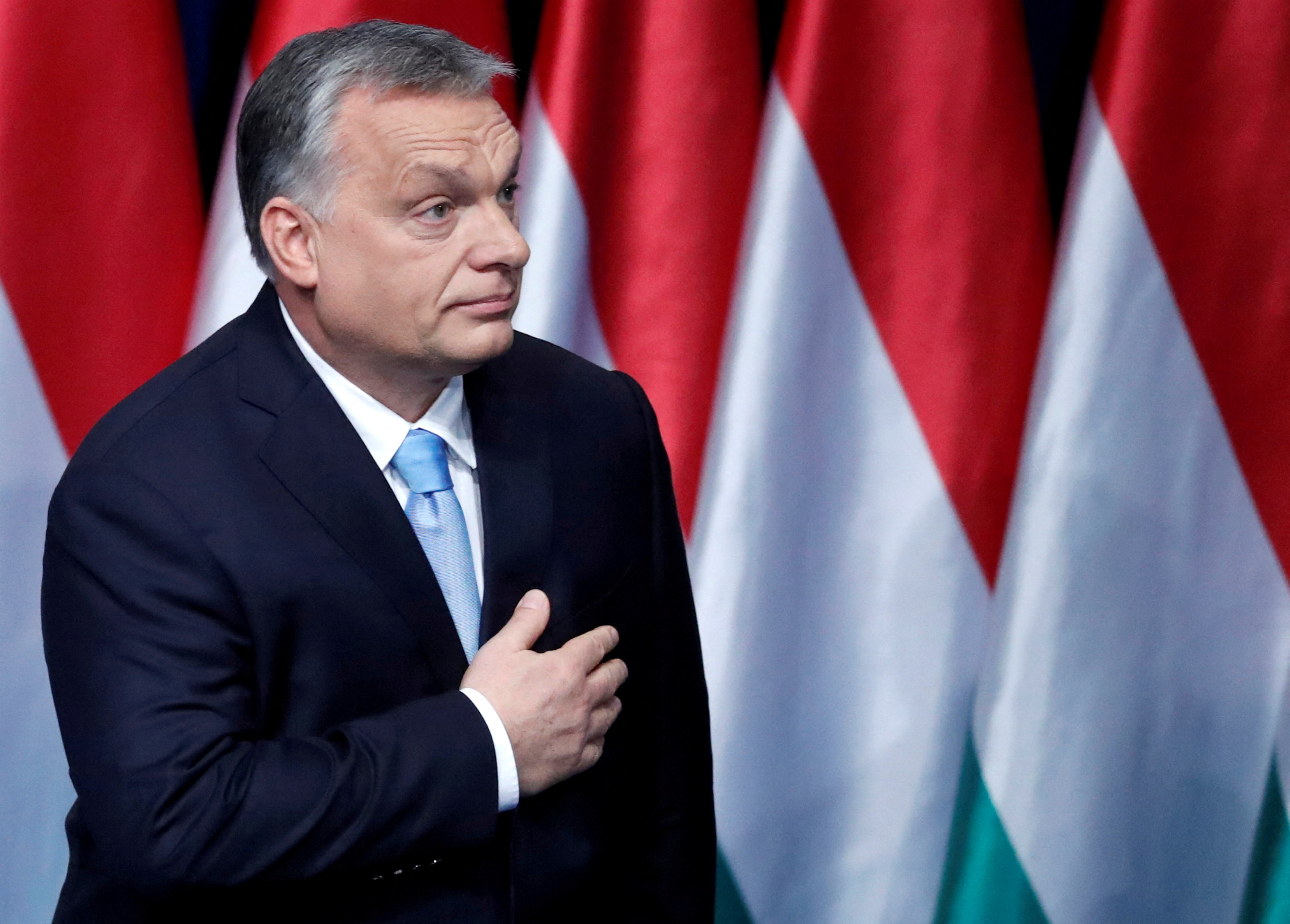 De premier van Hongarije, Arban, houdt zijn jaarlijkse nationale toespraak