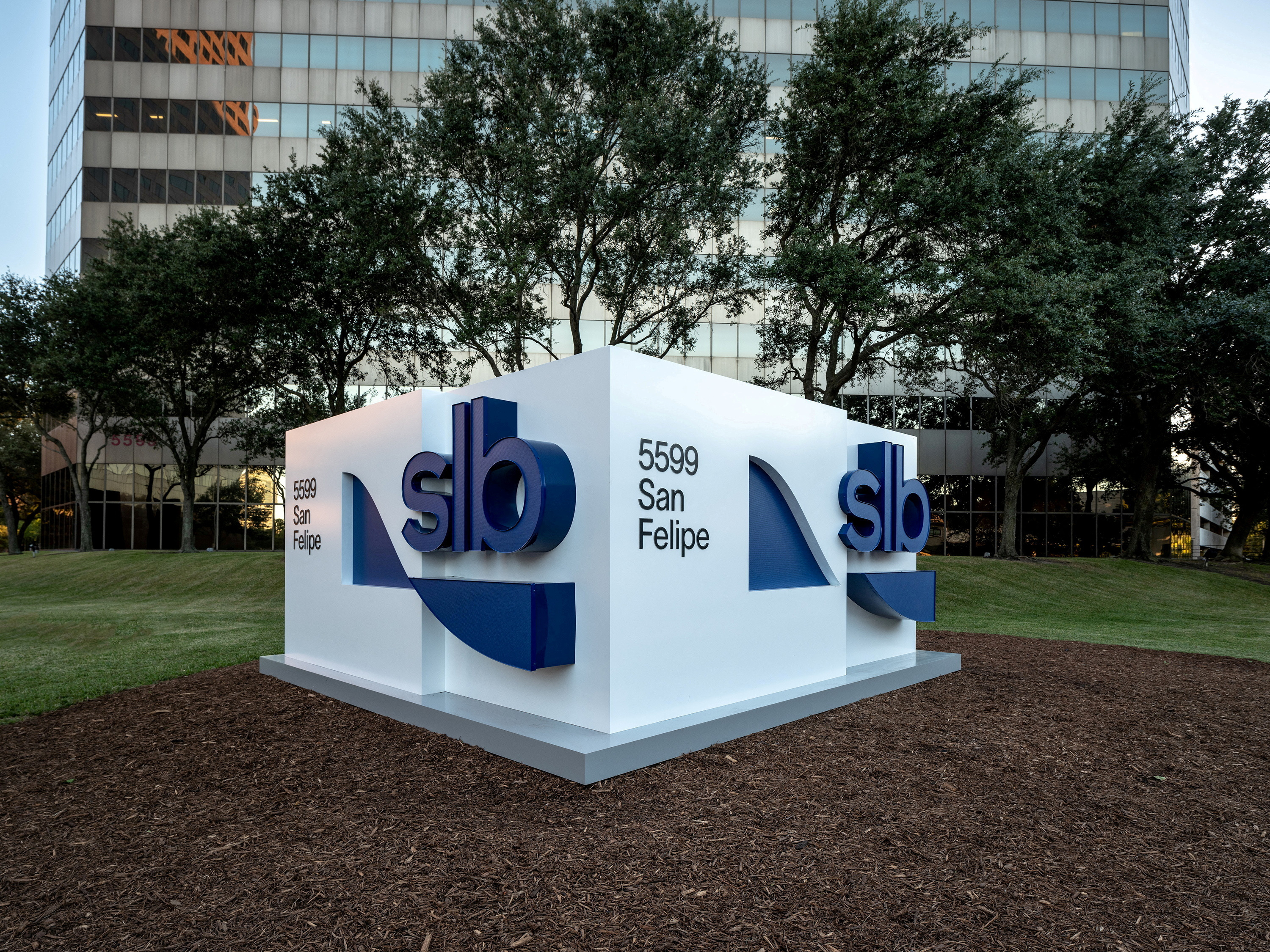 New SLB logo seen in Houston, Texas