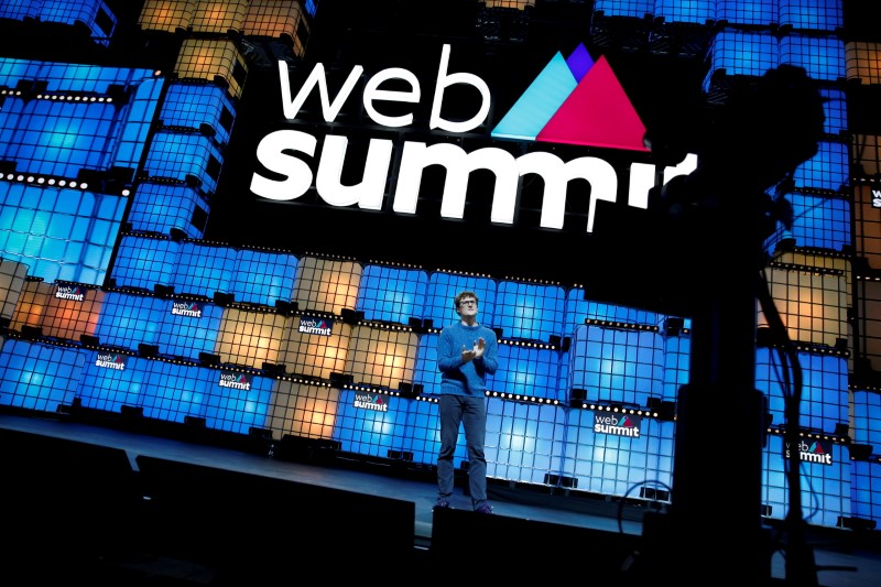 Web Summit founder Paddy Cosgrave speaks at the closing ceremony of the Web Summit, in Lisbon