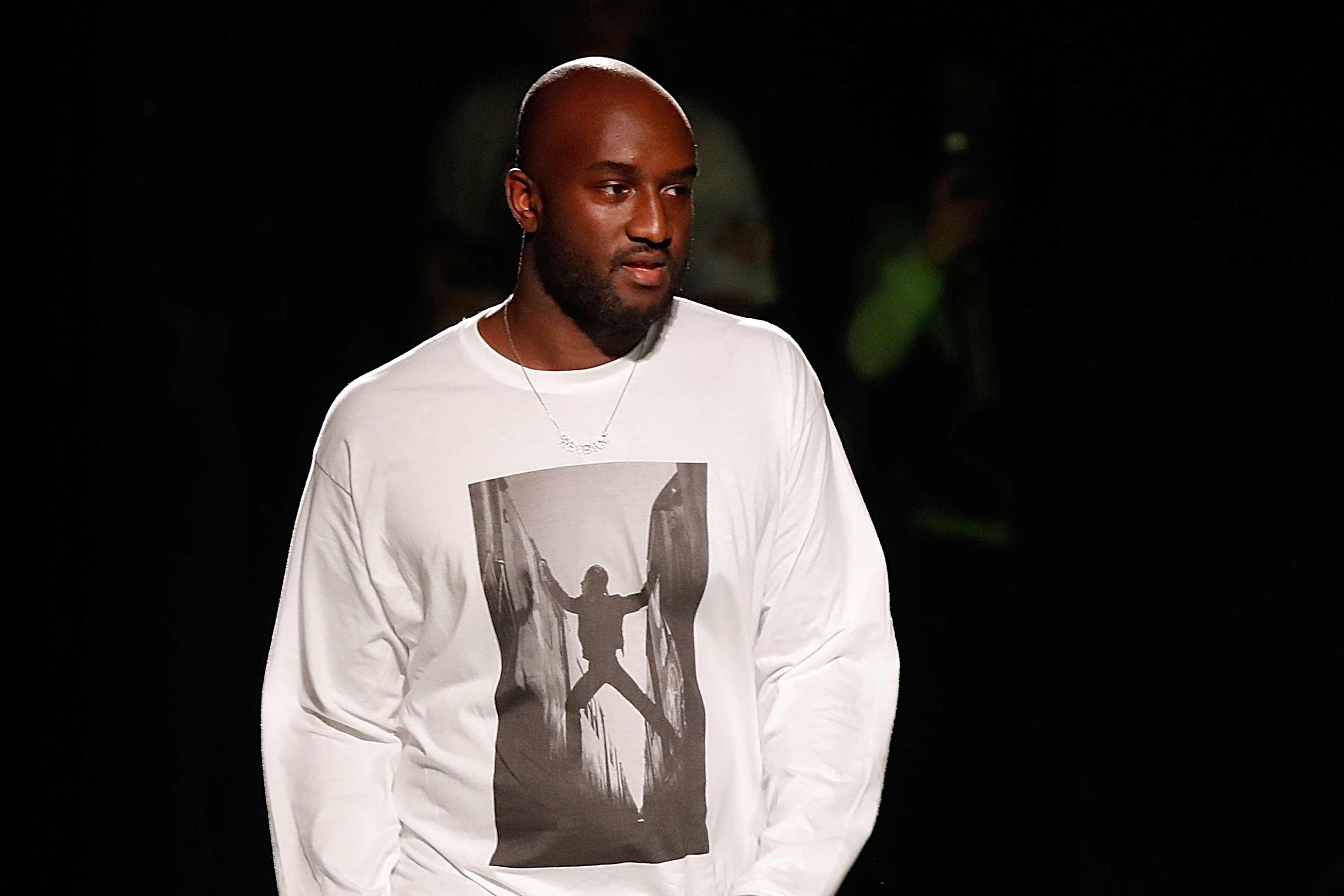 Designer Virgil Abloh appears at the end of his Spring/Summer 2019 collection for Off-white fashion label during Mens’ Fashion Week in Paris, France, June 20, 2018. REUTERS/Charles Platiau