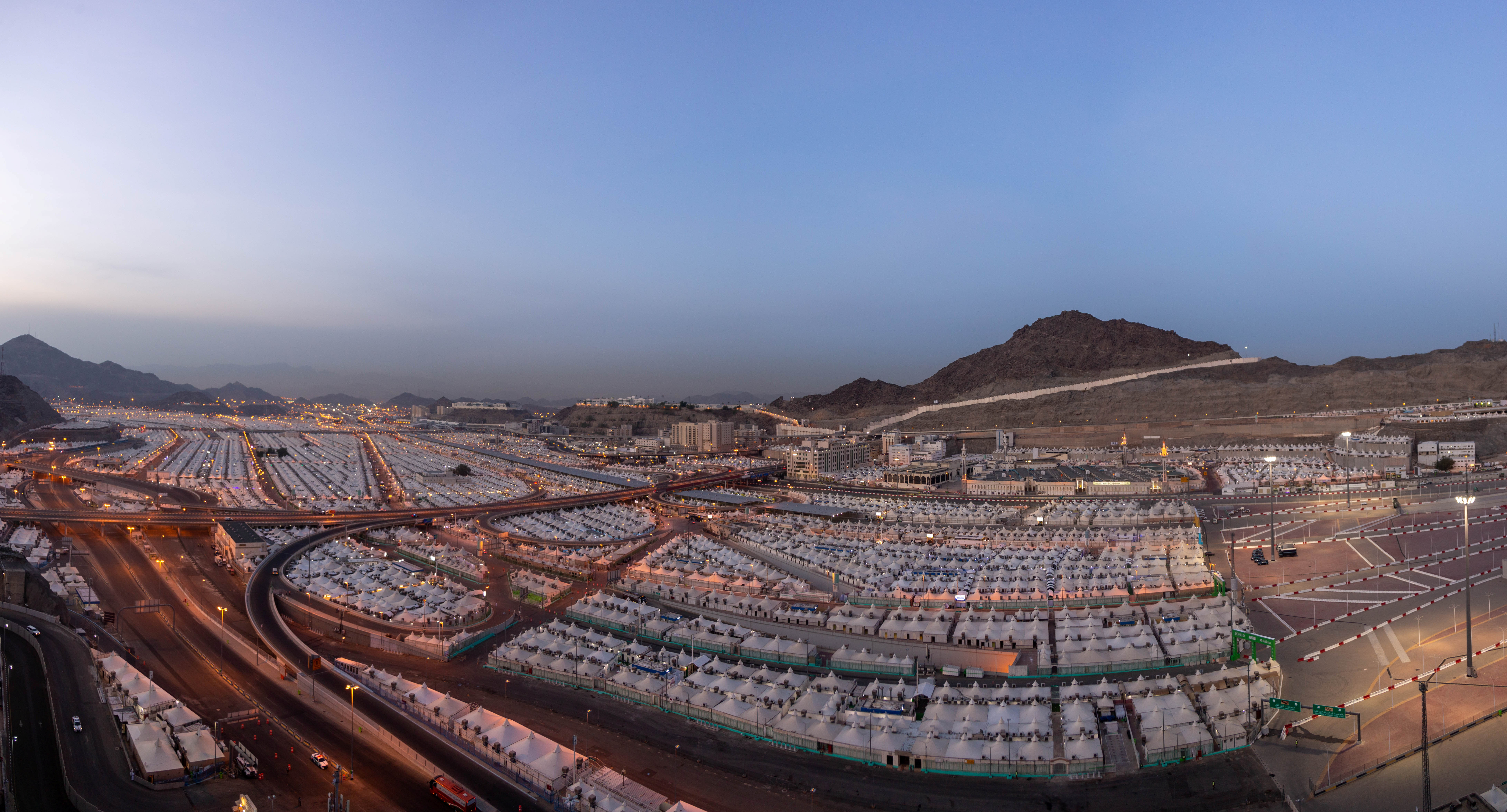 Aerial view of Mina area ahead of the annual Haj pilgrimage, in the holy city of Mecca