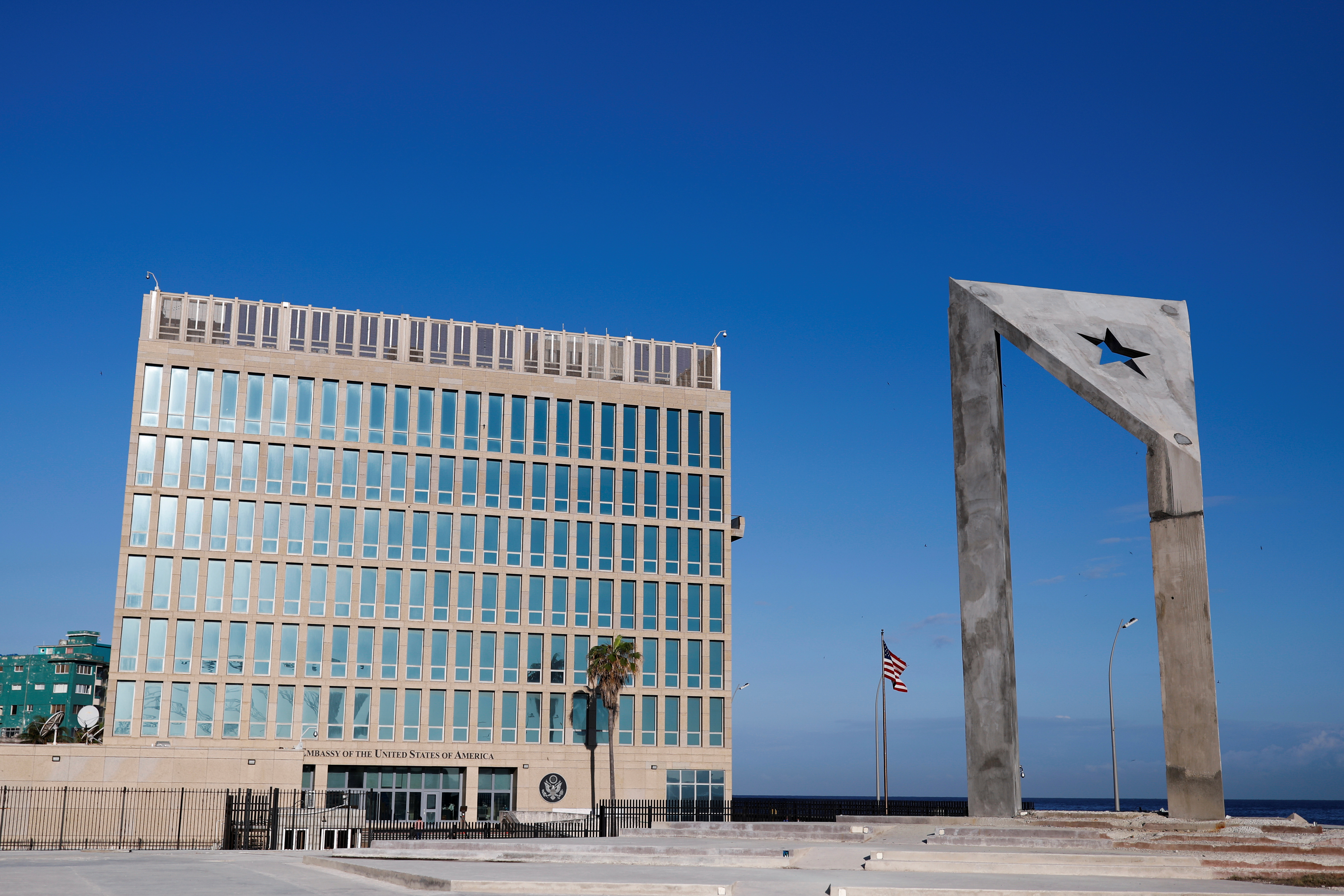 The U.S. embassy is seen in Havana