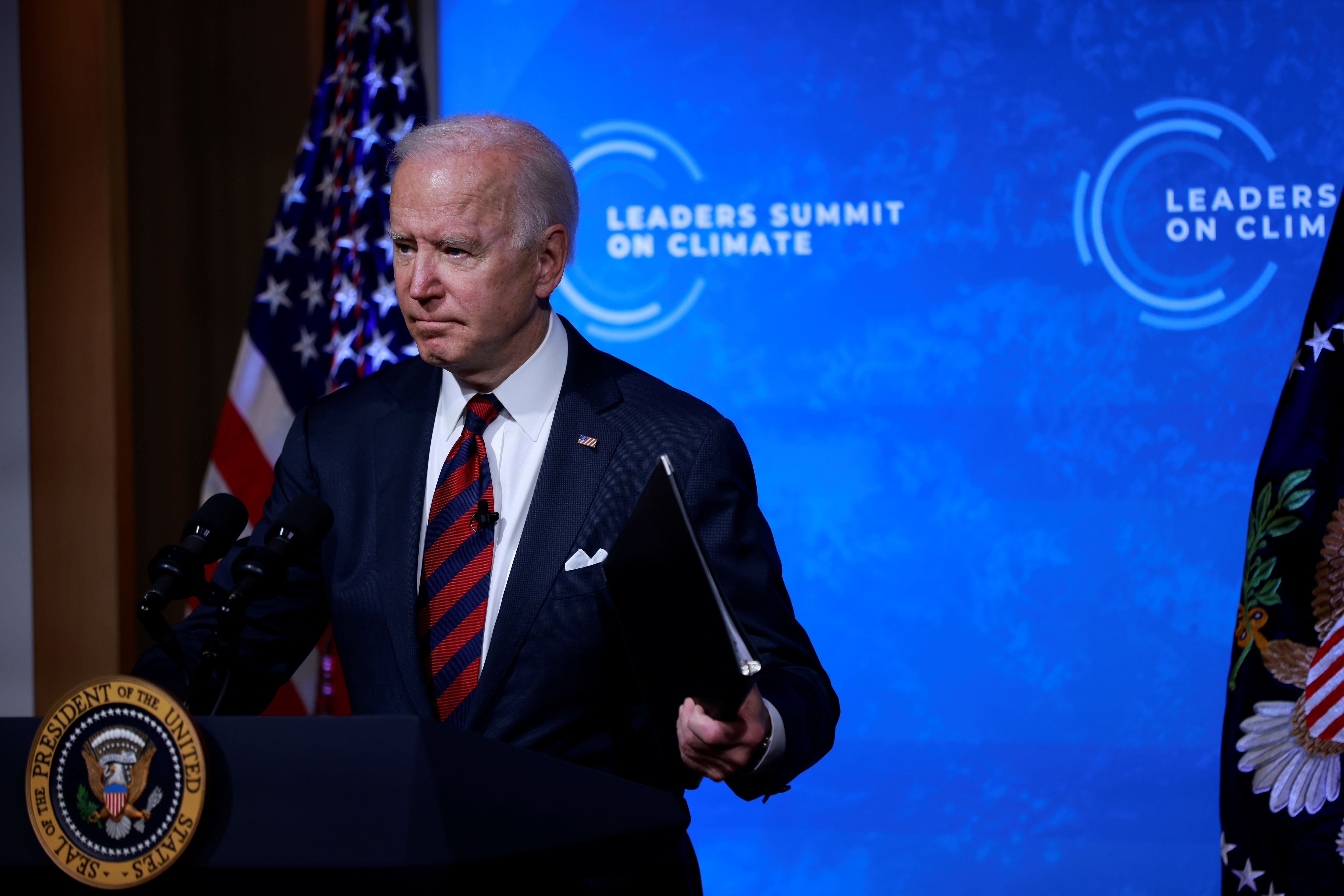 President Biden participates in a virtual climate summit at the White House