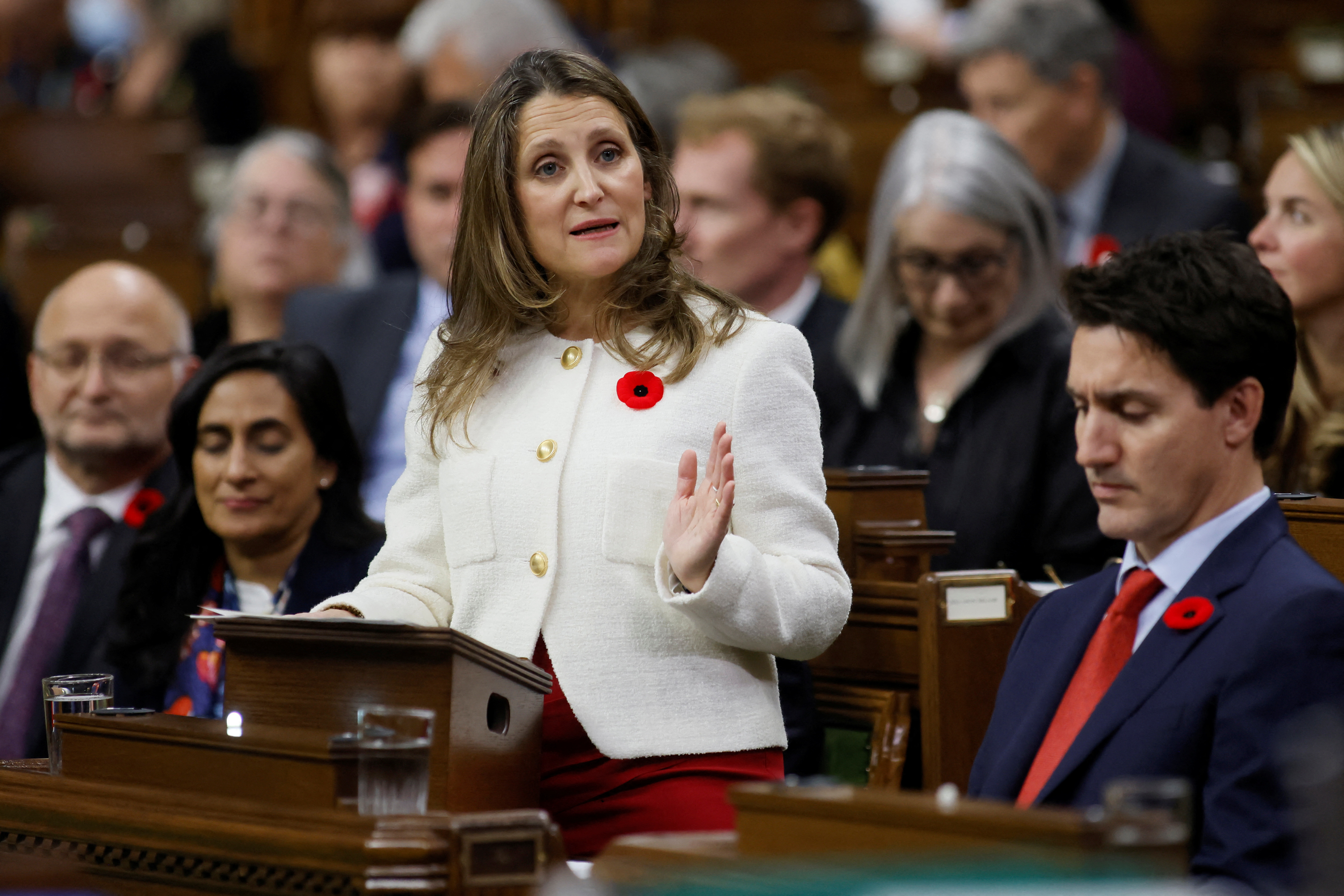 Canada's Deputy Prime Minister and Minister of Finance Chrystia Freeland delivers the fall economic statement in the House of Commons on Parliament Hill in Ottawa