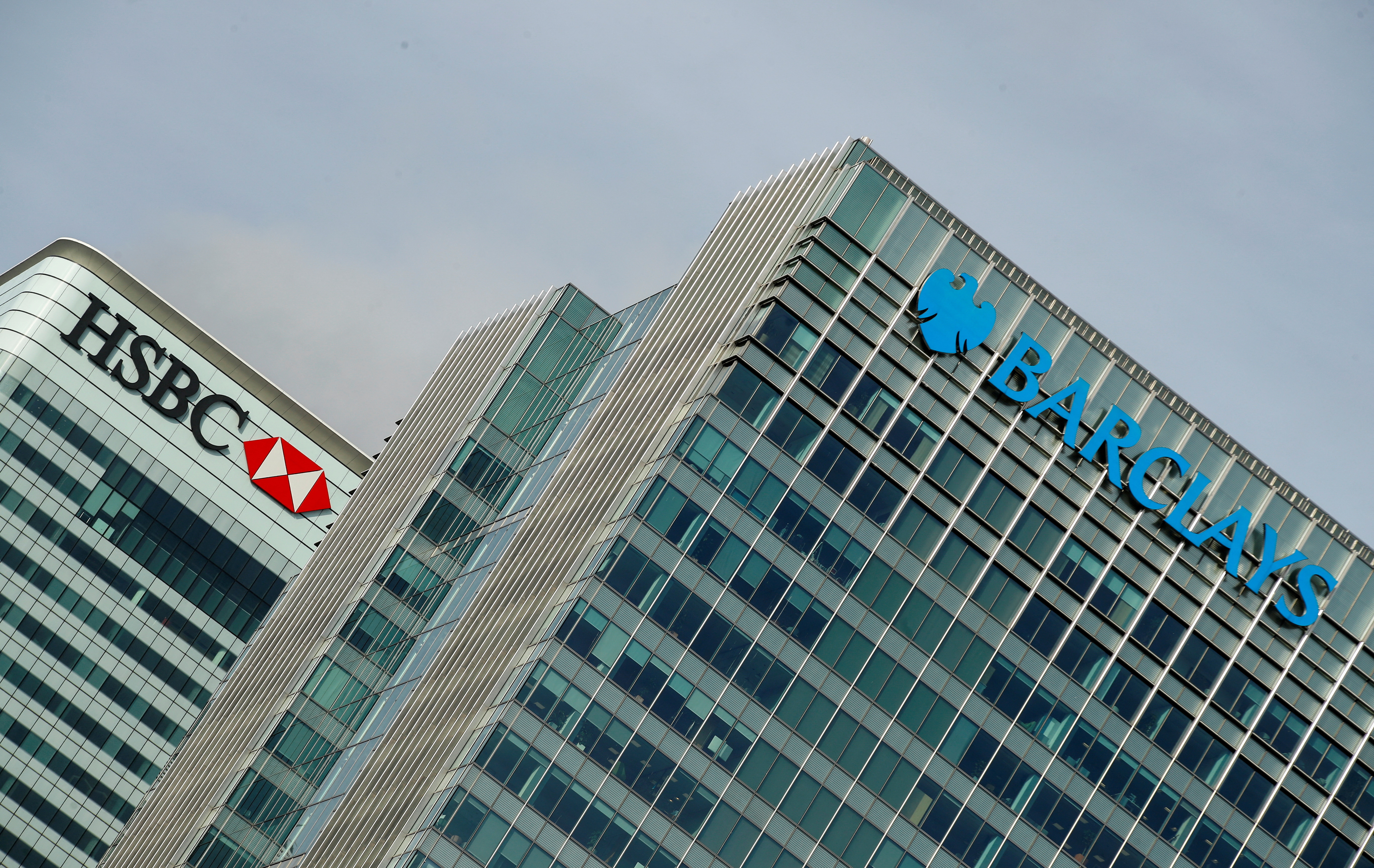 Barclays and HSBC buildings are seen amid the outbreak of the coronavirus disease (COVID-19), in London