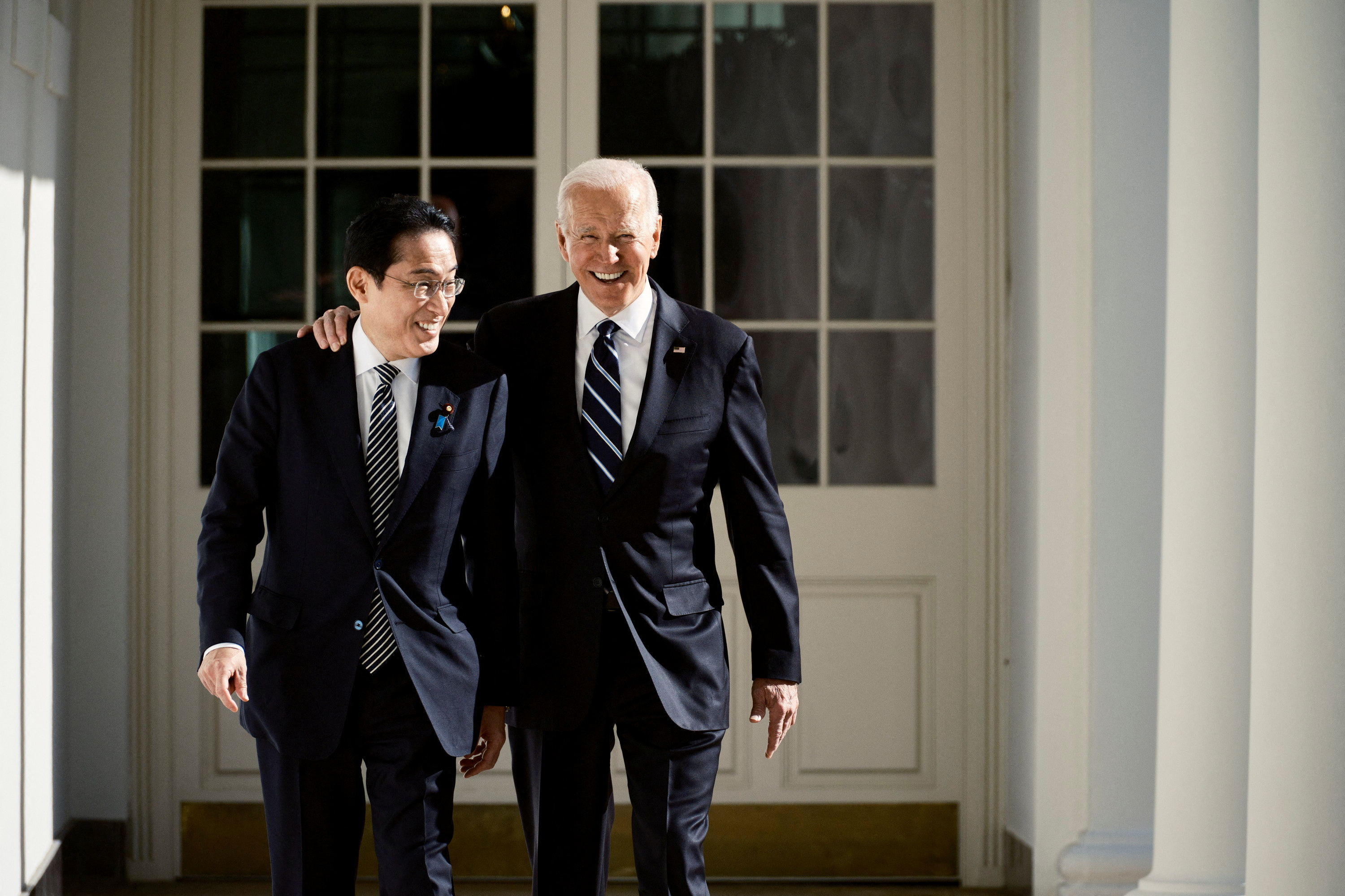 U.S. President Biden welcomes Japanese Prime Minister Kishida at the White House in Washington