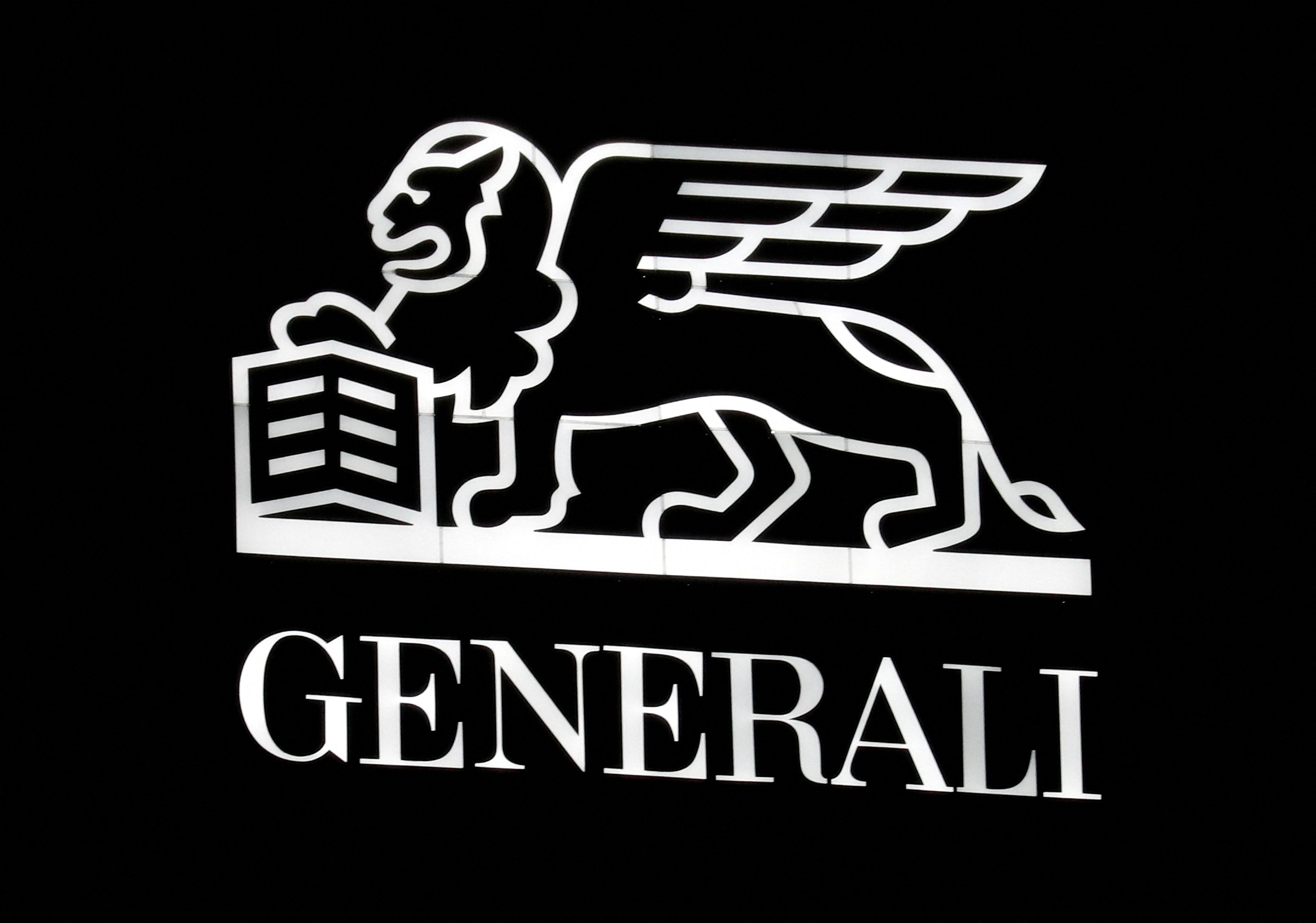 The Generali logo is seen on the company's Tower, designed by Iraqi-British architect Zaha Hadidat, at the Milan's CityLife district