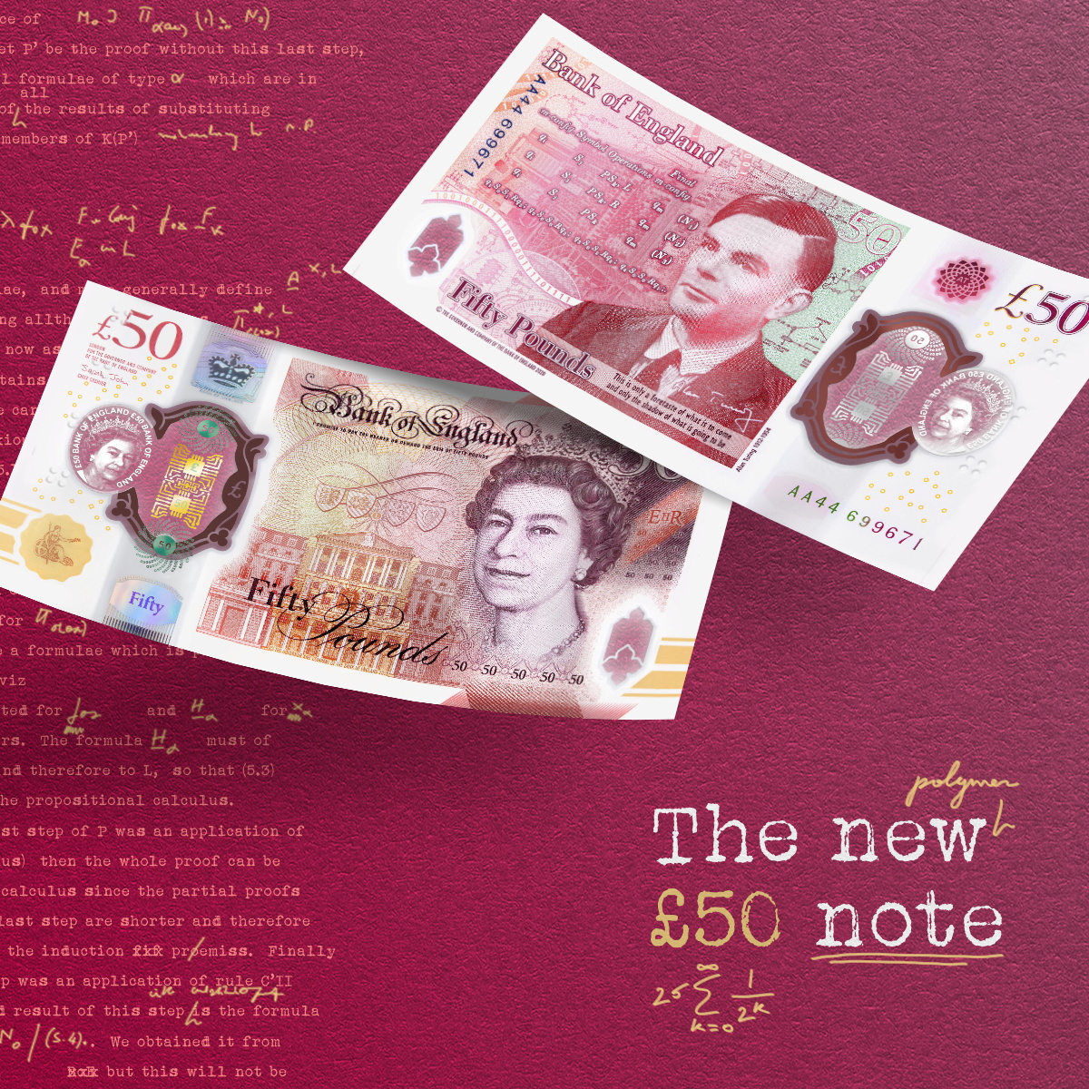 £50 Bank of England 新ポリマー紙幣 Bank of England unveils new banknote celebrating WW2 code-breaker