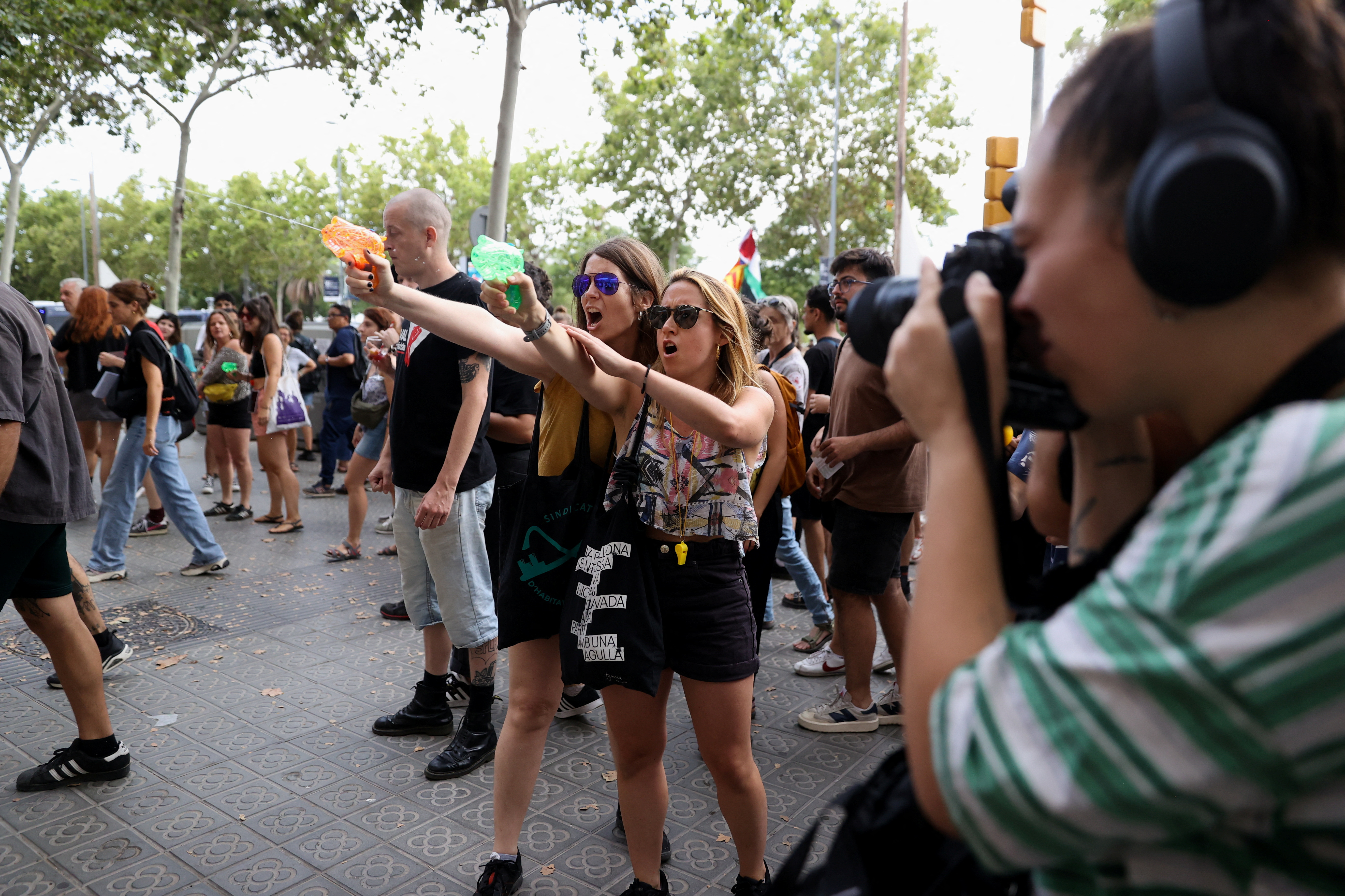 People protest against mass tourism in Barcelona