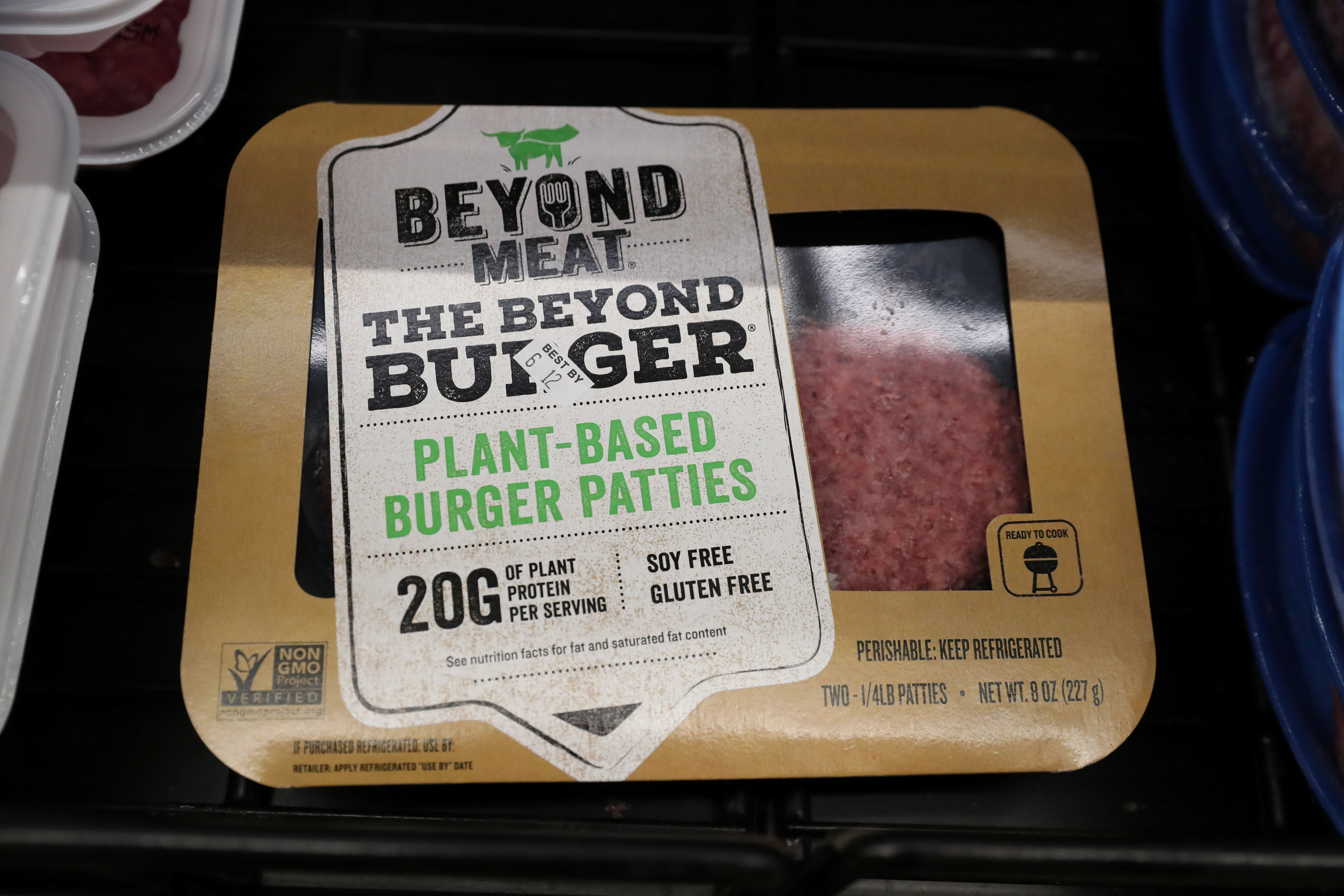 FILE PHOTO - A Beyond Meat Burger is seen on display at a store in Port Washington, New York