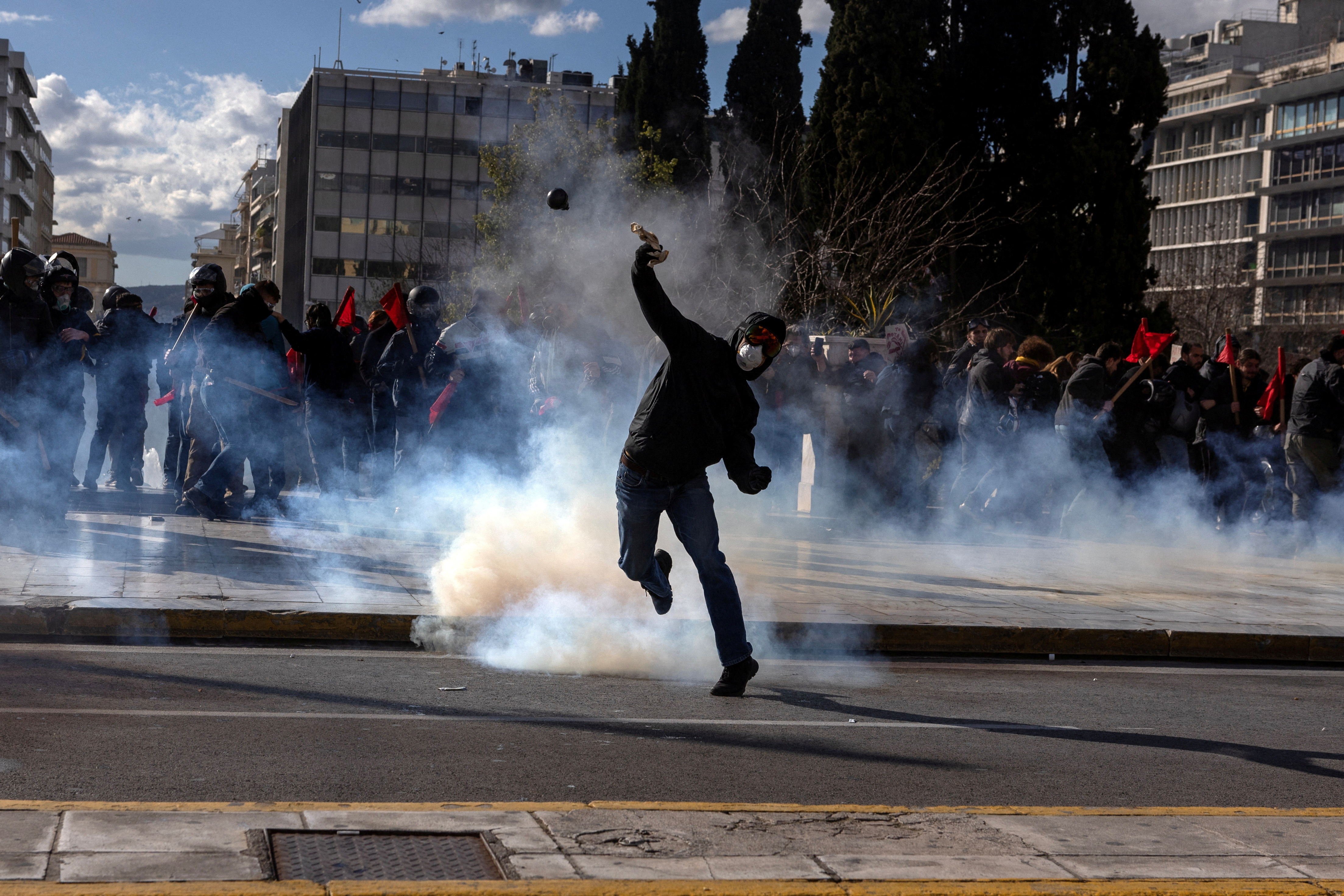 Clashes during a demonstration against the operation of foreign private universities in Athens