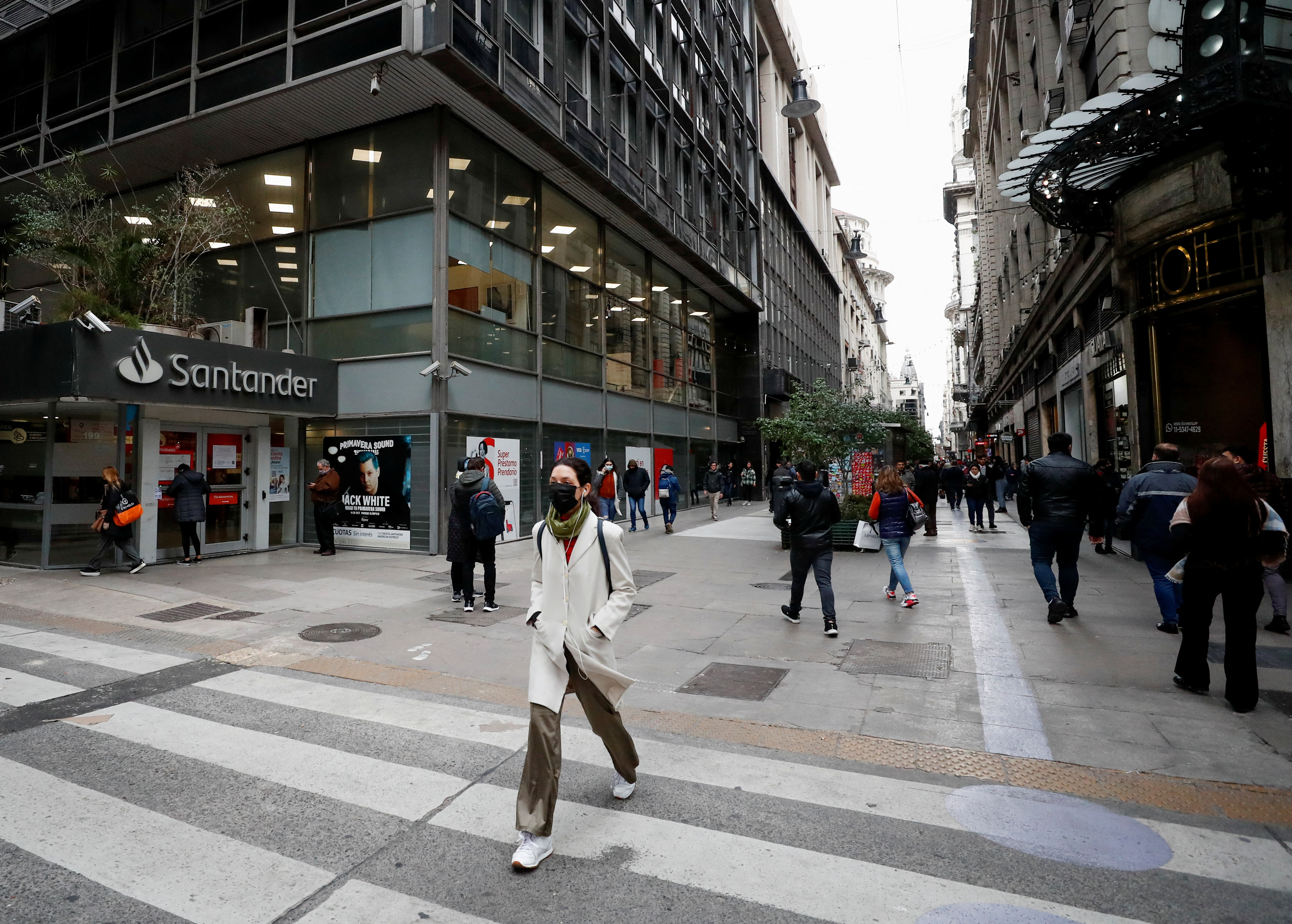 Person walks on the street in downtown Buenos Aires
