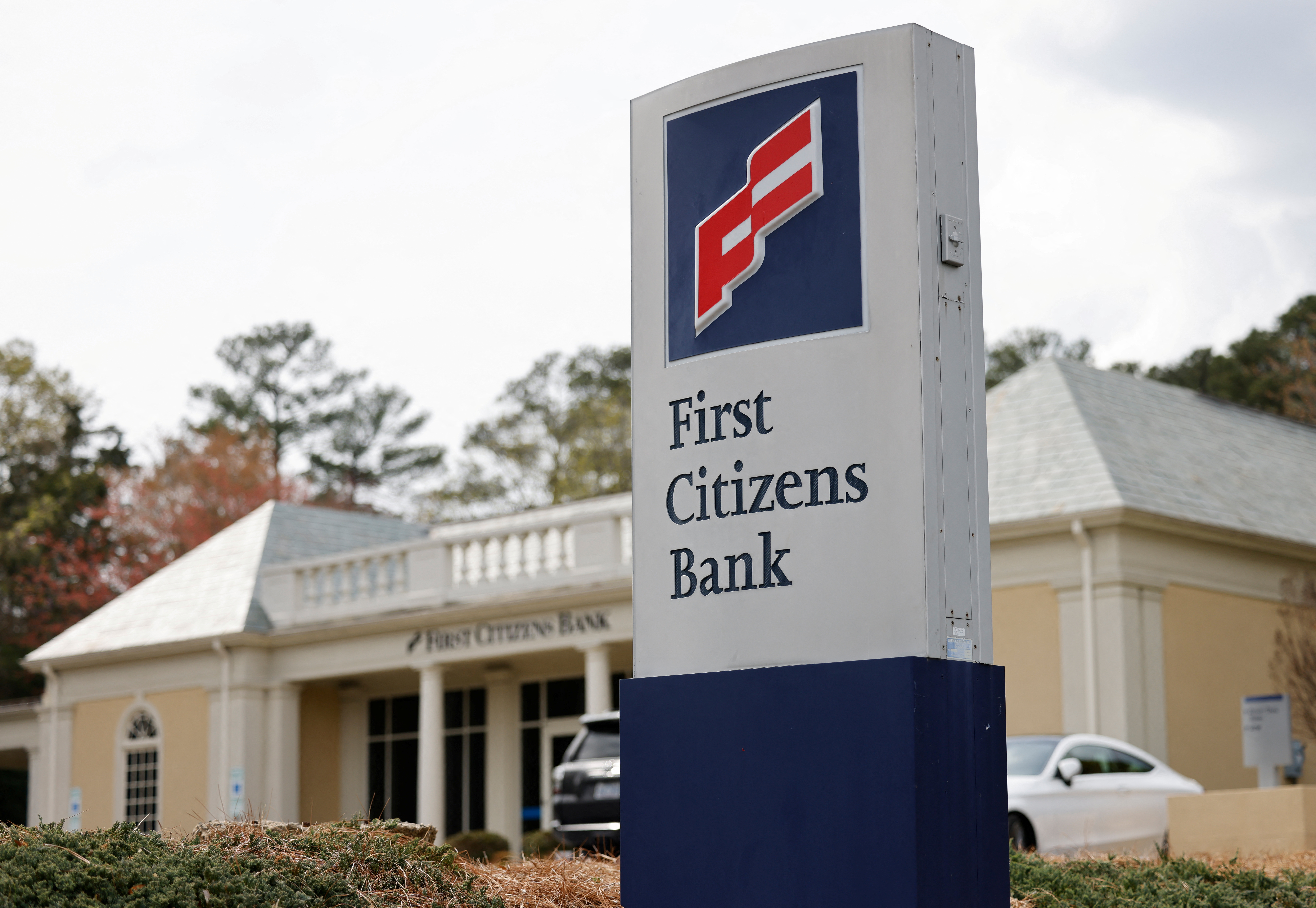 First Citizens Bank sign and logo outside a branch in North Carolina