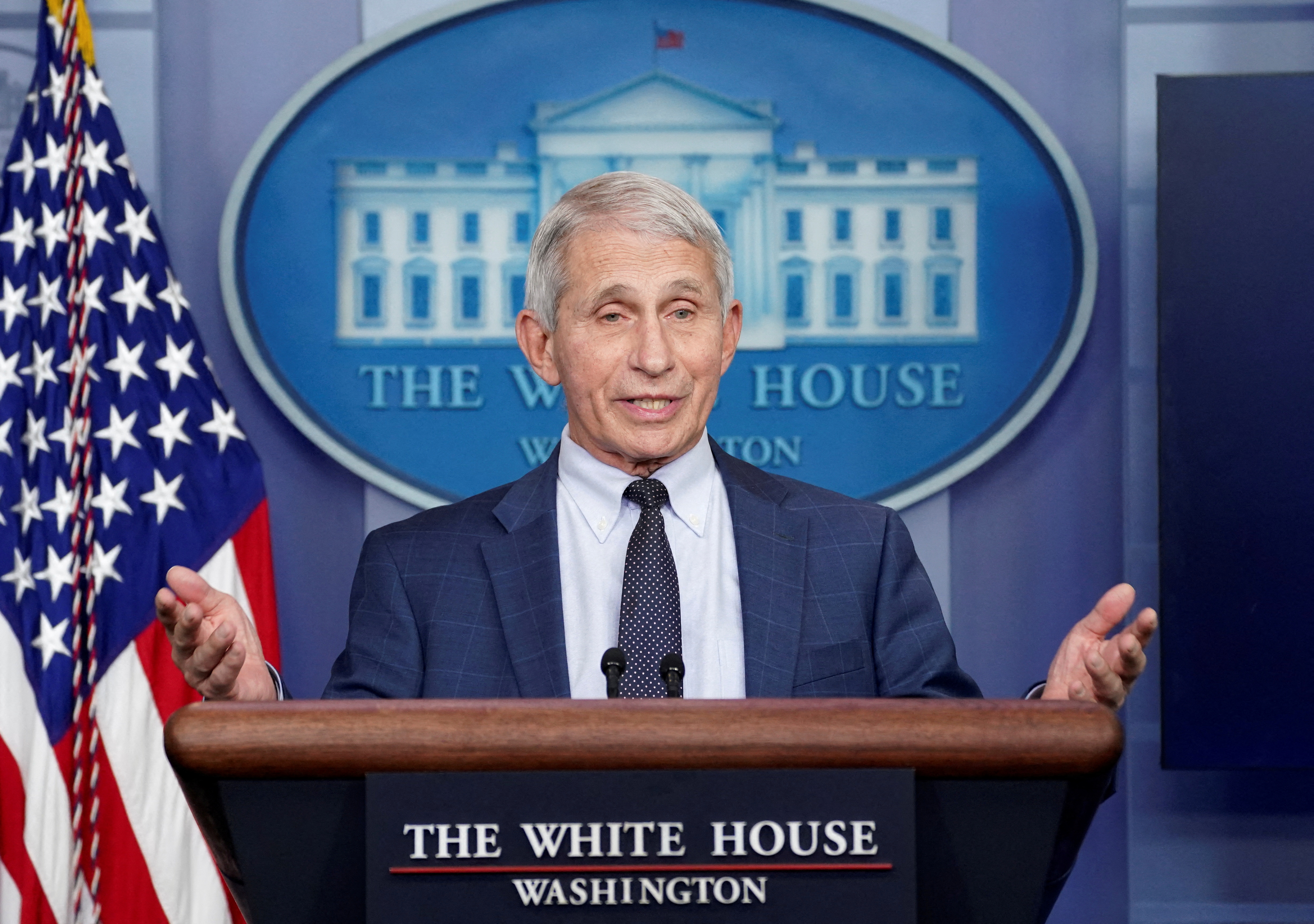 Dr.  Anthony Fauci talks about the Omicron coronavirus variant during a press briefing at the White House in Washington, USA, on December 1, 2021. REUTERS / Kevin Lamarque / File Photo