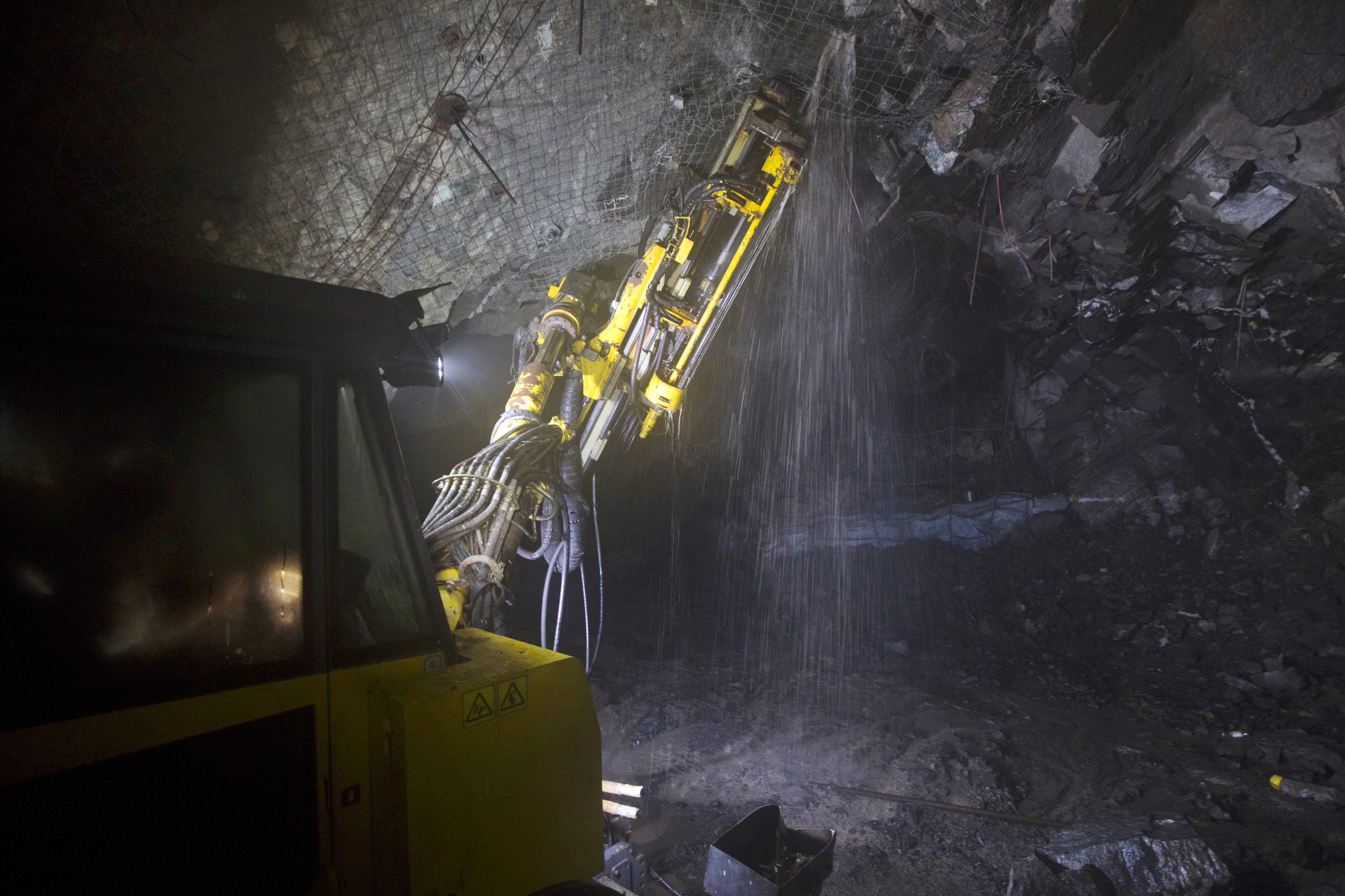 Drilling operations at a depth of 516 metres below the surface at the Chibuluma copper mine