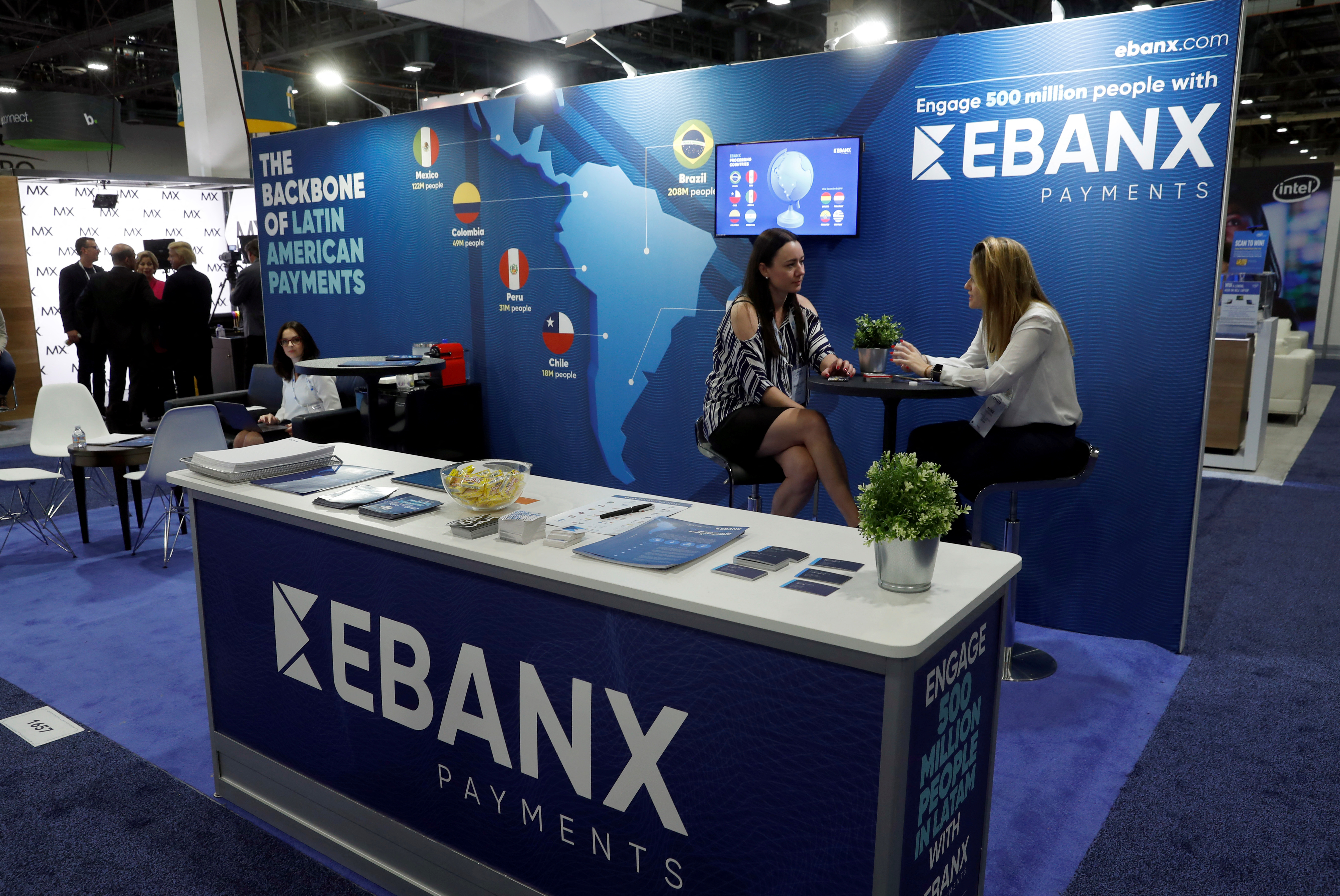 EBANX, a South and Central American payment processor, displays on the exhibit hall floor during the Money 20/20 conference in Las Vegas