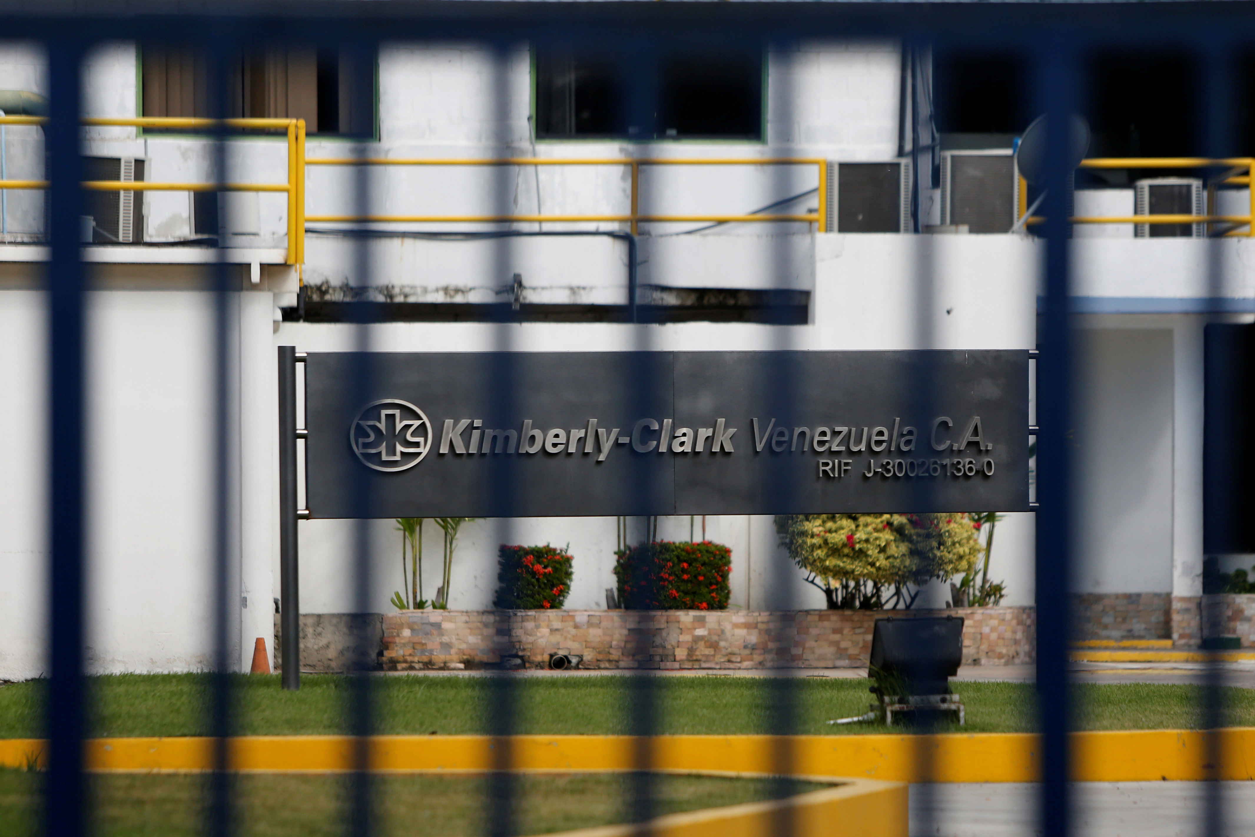 The Kimberly-Clark sign is pictured in Maracay
