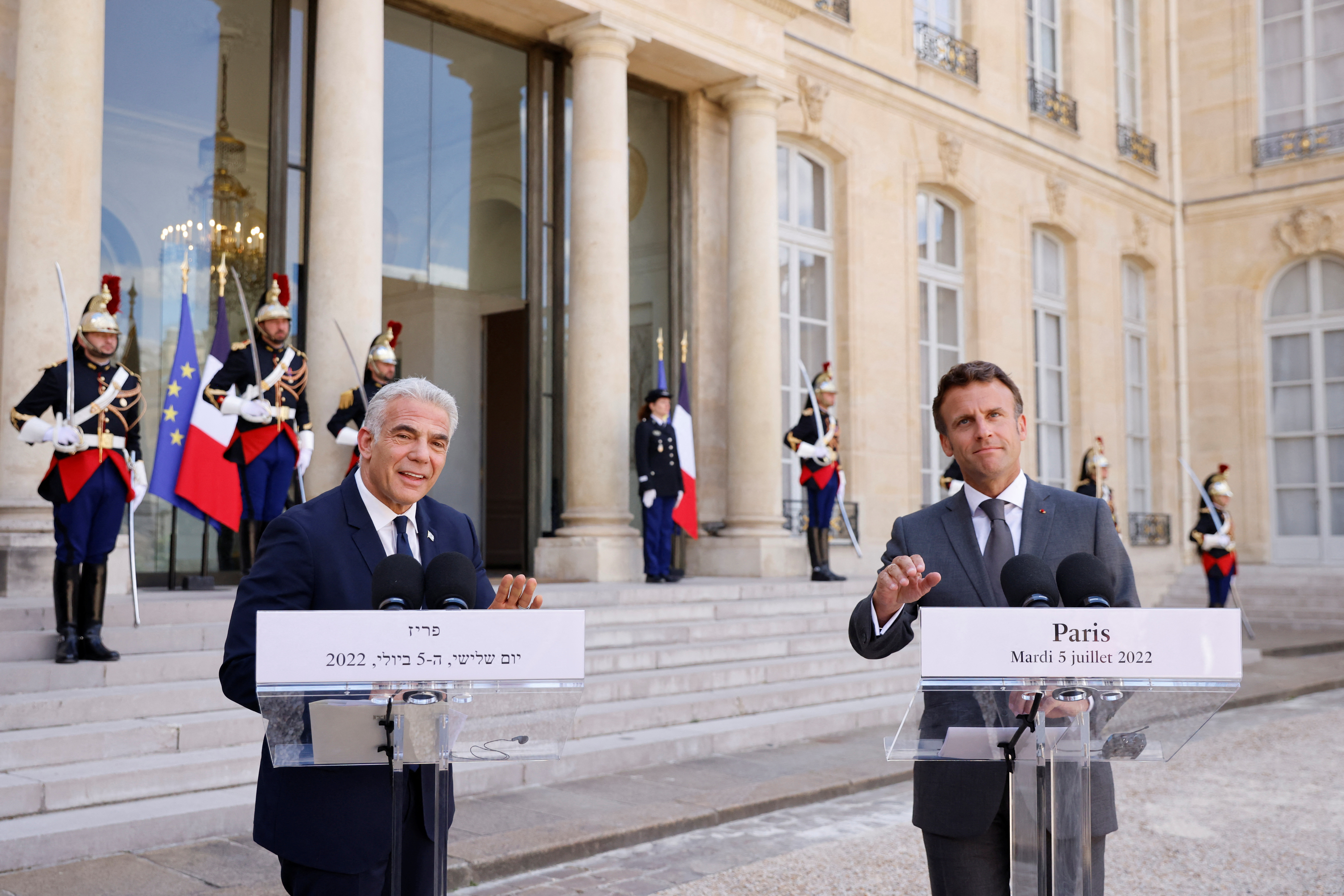 French President Macron meets Israeli PM Lapid in Paris