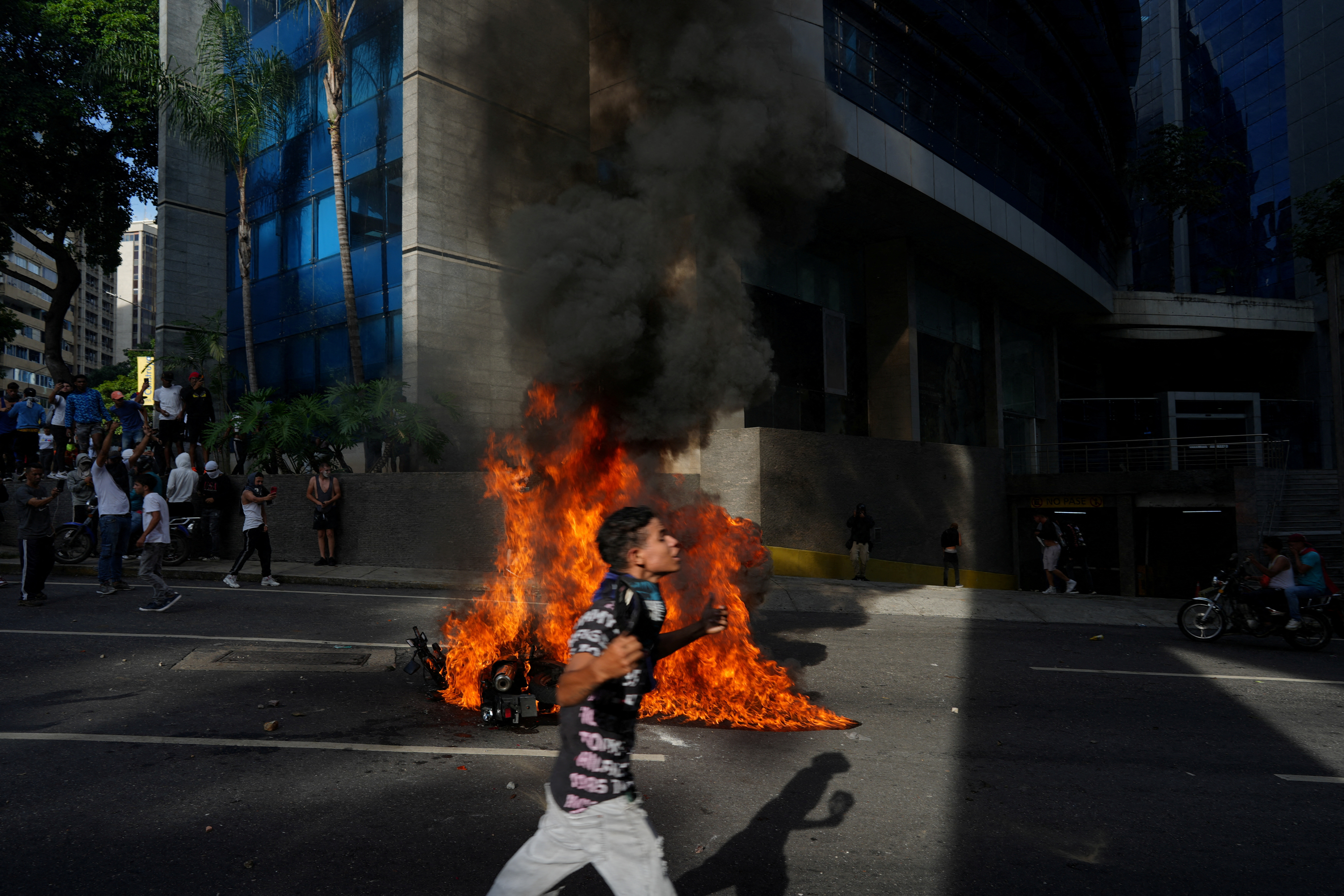 Supporters of Venezuelan opposition demonstrate following the announcement that Venezuela's President Maduro won the presidential election, in Caracas