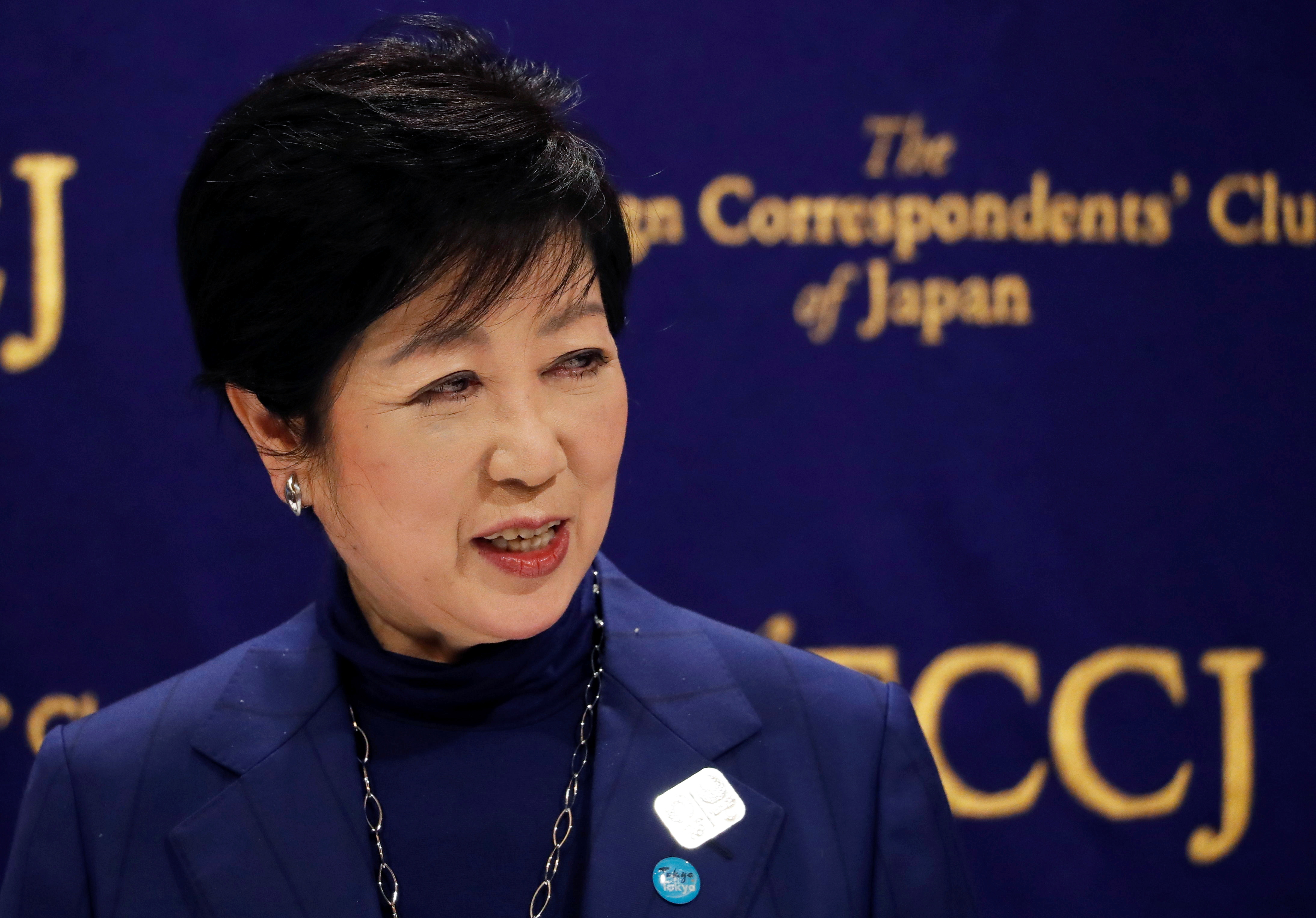 Tokyo Governor Yuriko Koike attends a news conference, amid the coronavirus disease (COVID-19) outbreak, at the Foreign Correspondents' Club of Japan, in Tokyo, Japan, November 24, 2020. REUTERS/Issei Kato