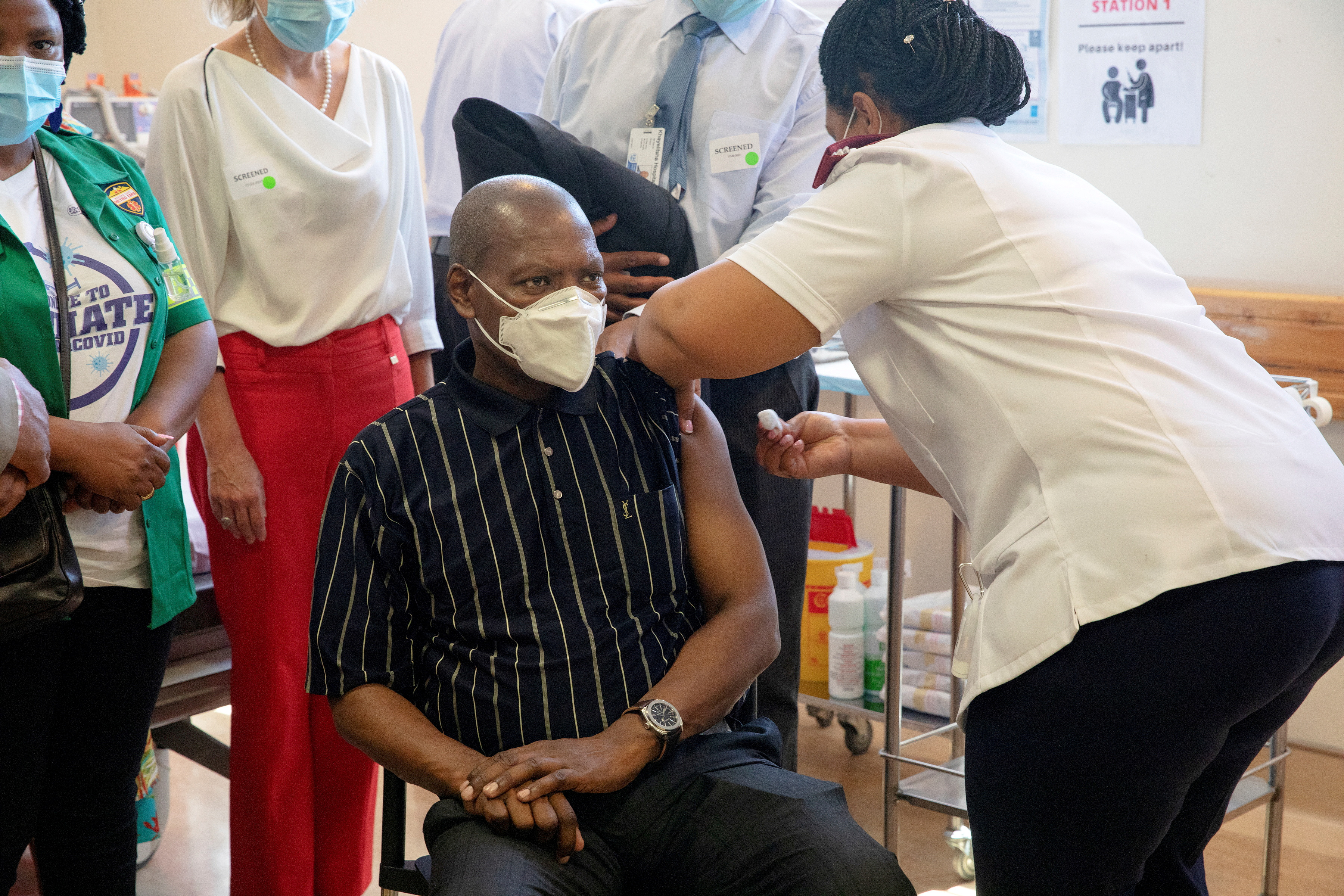 COVID-19 vaccination at Khayelitsha Hospital near Cape Town
