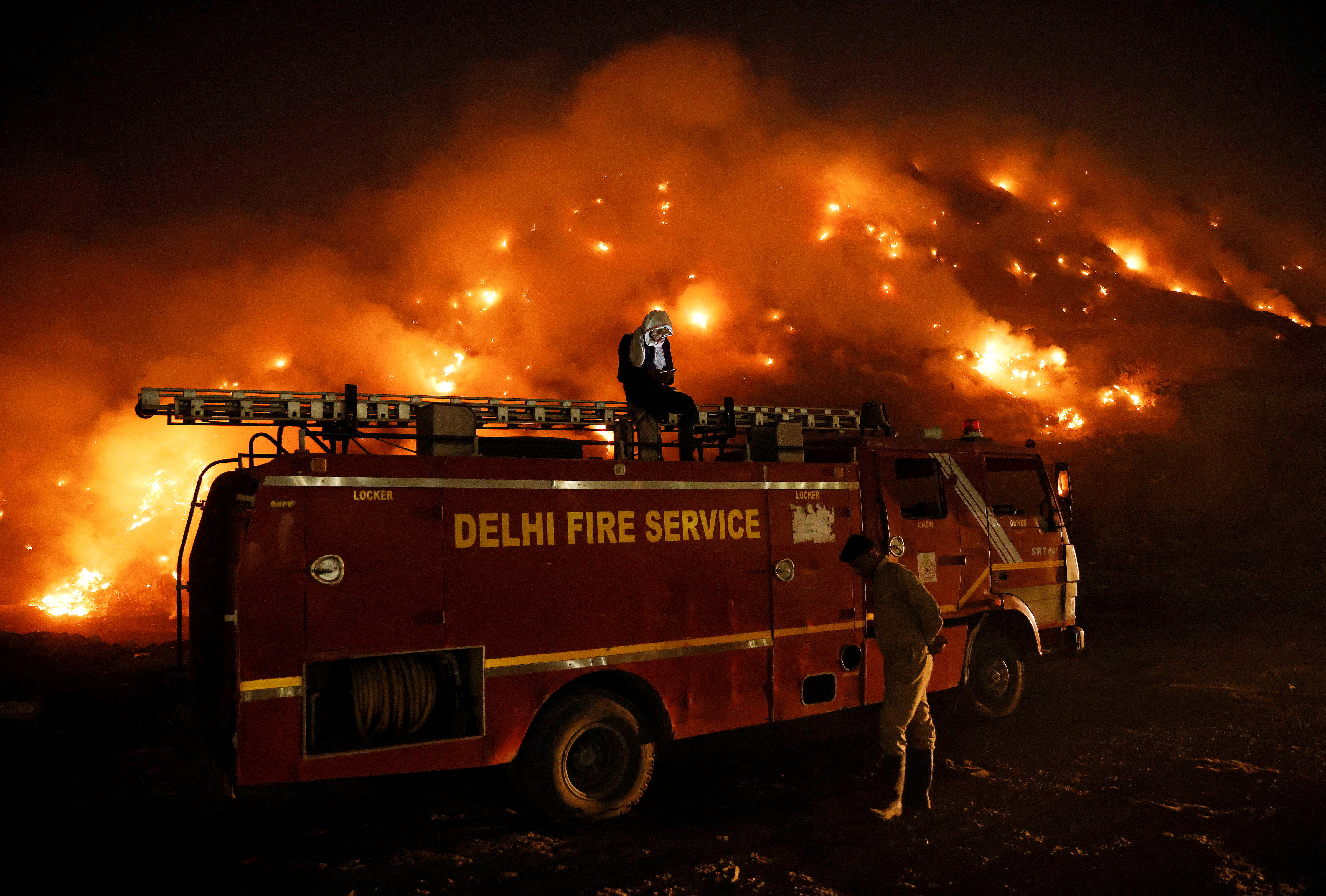 Fire at Bhalswa landfill site in New Delhi