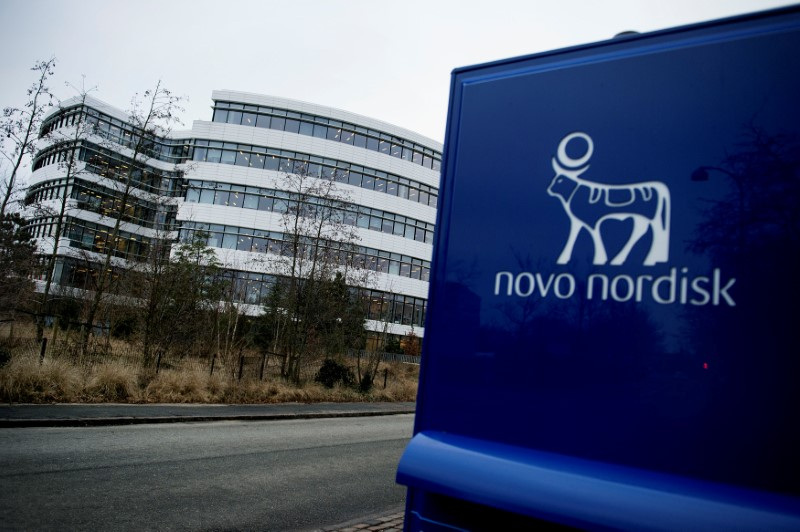 Novo Nordisk logo is seen in Bagsvaerd outside of Copenhagen