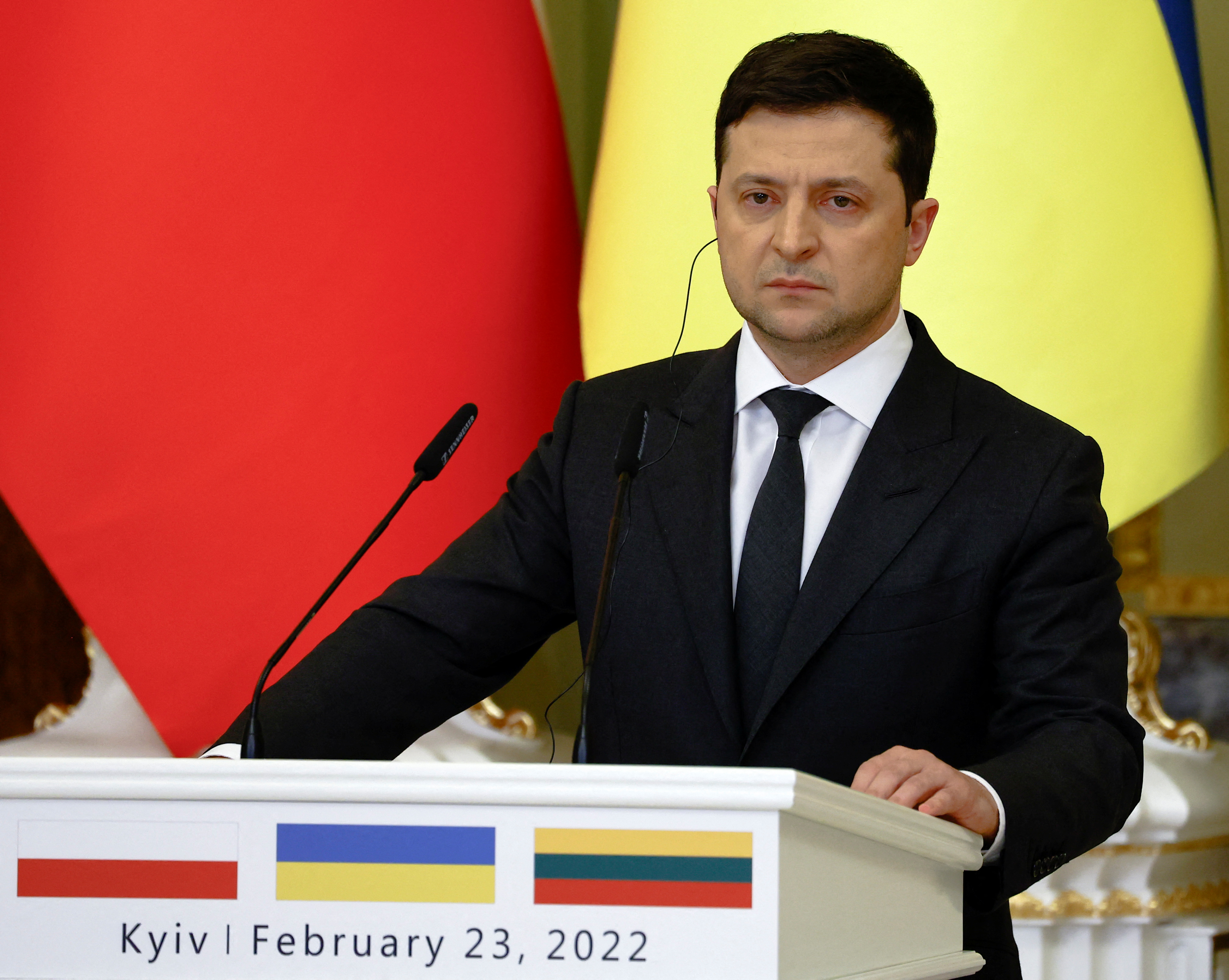 Ukrainian President Zelenskiy holds joint news conference with Polish and Lithuanian counterparts in Kyiv