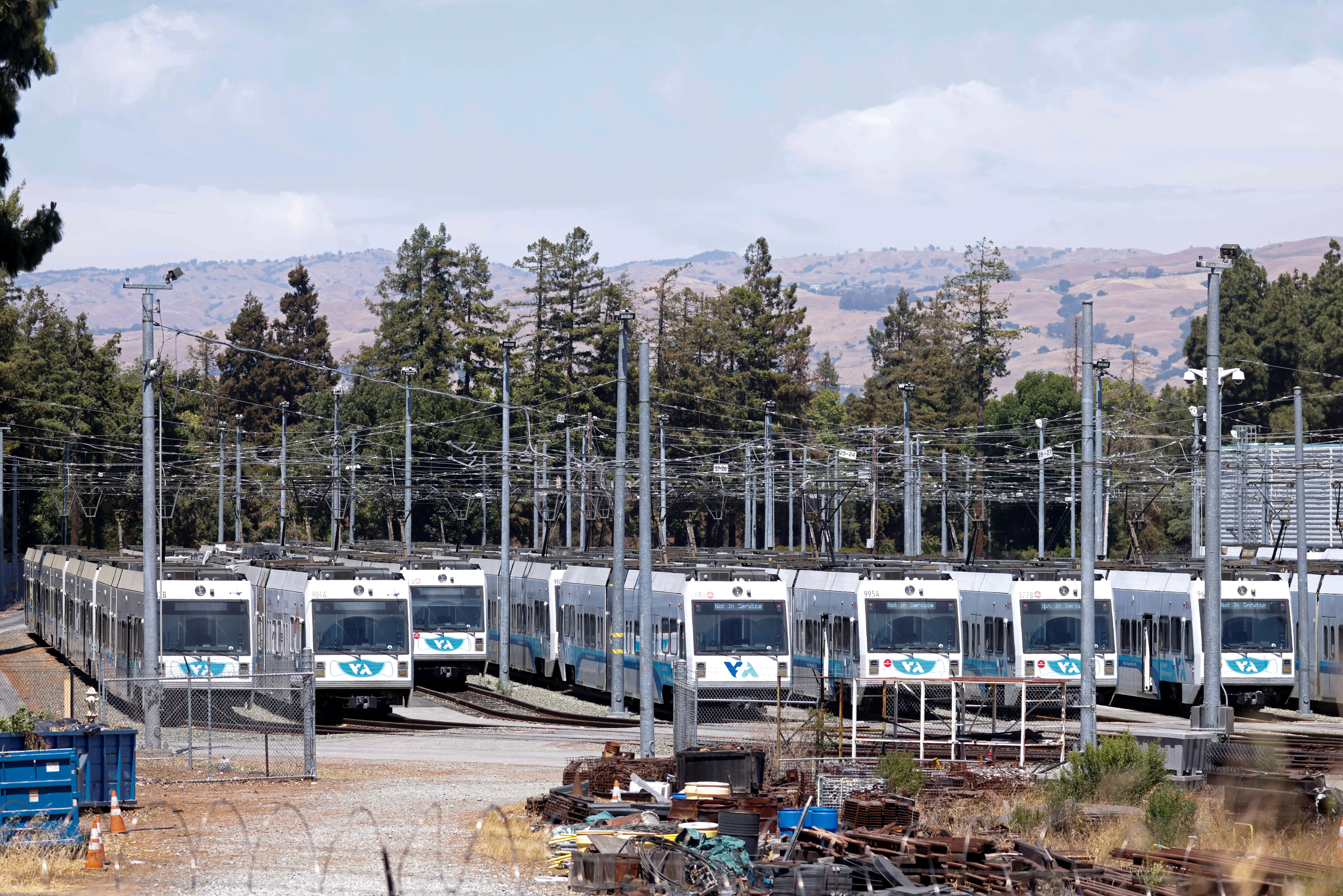 A view of the rail yard run by the Santa Clara Valley Transportation Authority in San Jose