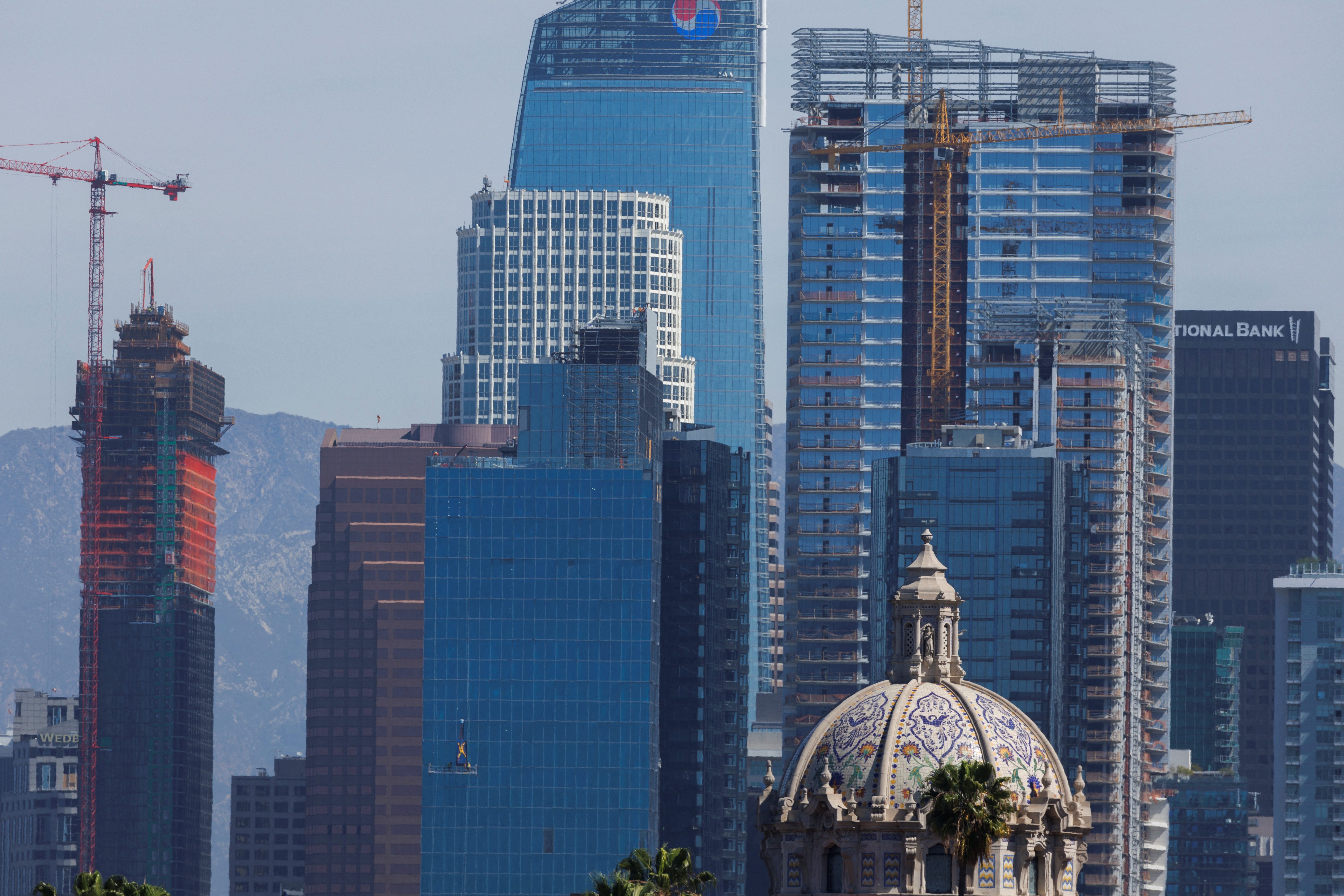 A view of the skyline of downtown Los Angeles