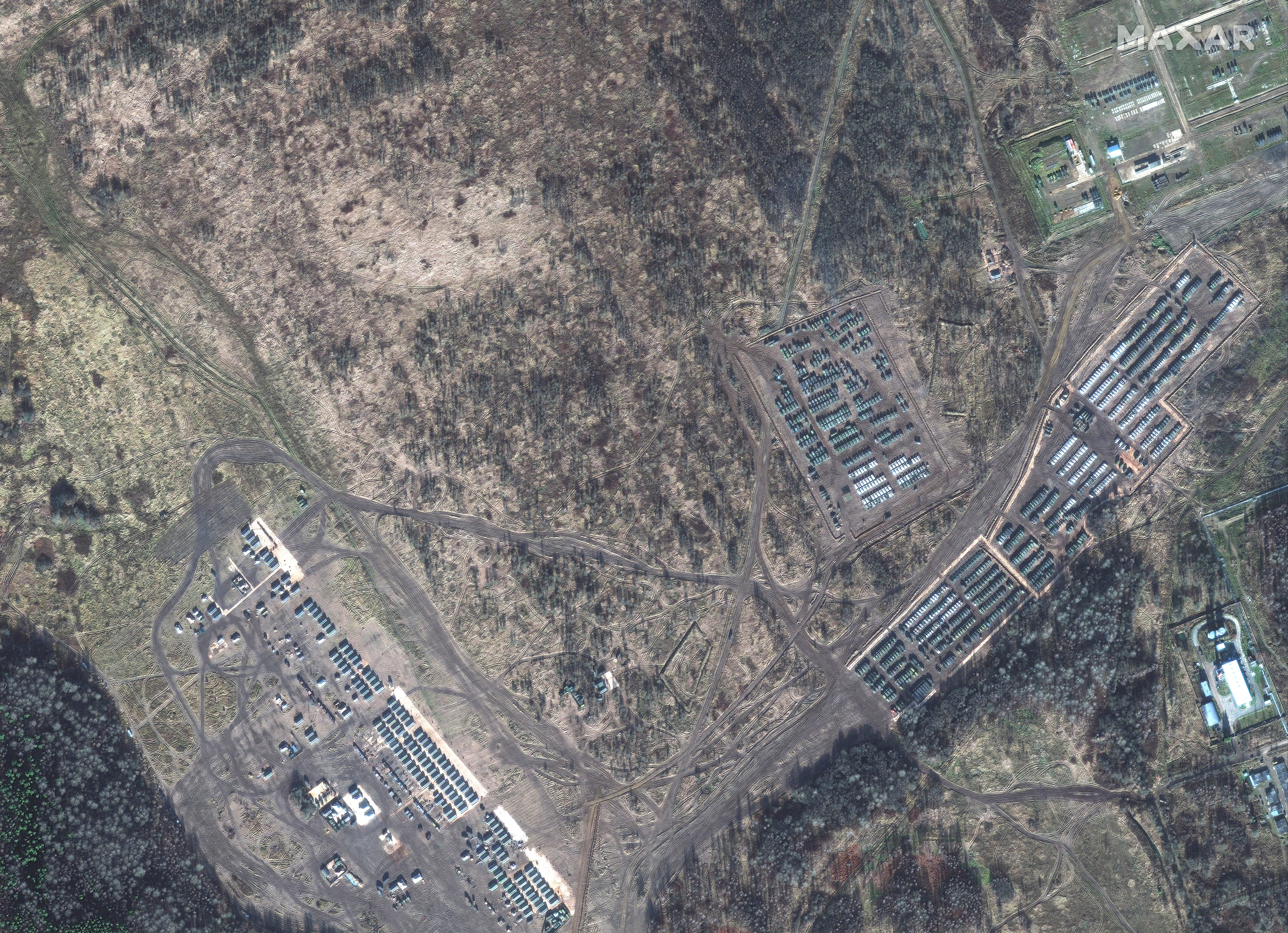 A satellite image shows elements of Russian 41st Combined Arms Army in Yelnya, Russia, November 1, 2021. Satellite Image ©2021 Maxar Technologies/Handout via REUTERS