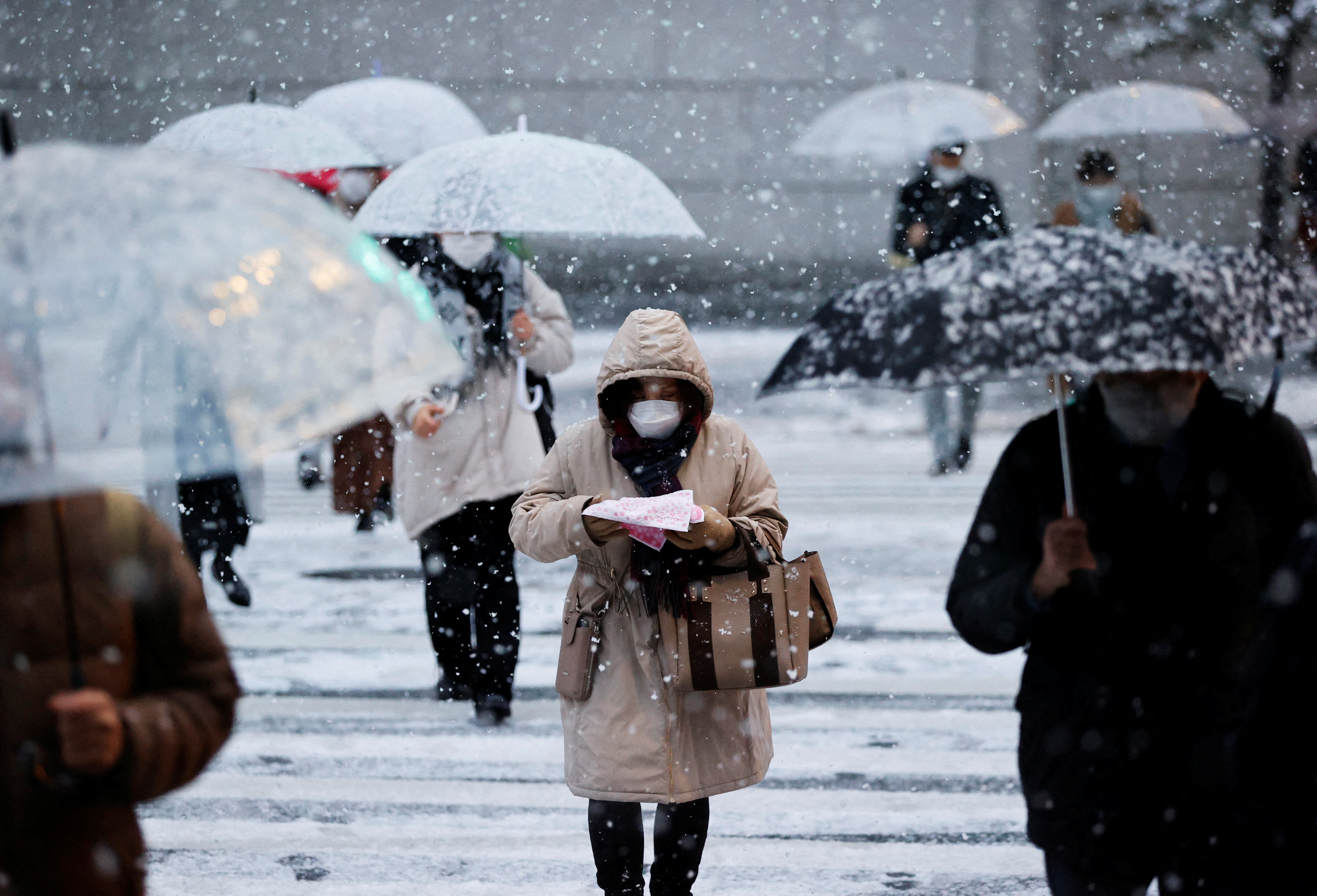 Tokyo shivers under unusually heavy snowfall